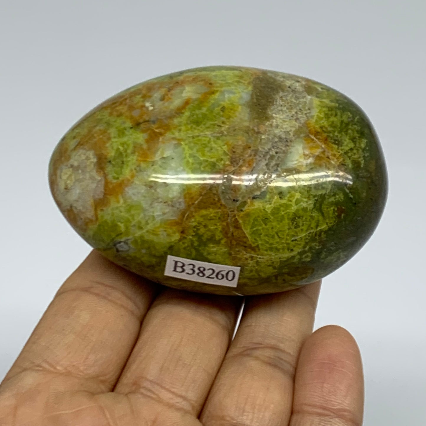 181.8g, 2.8"x2.1"x1.4", Green Opal Crystal PalmStone Polished Reiki, B38260