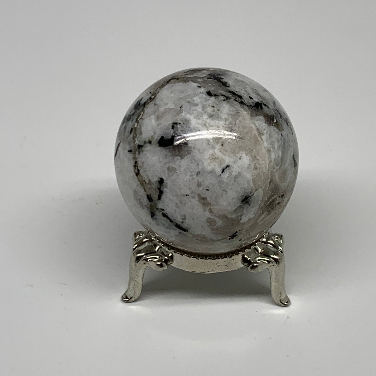 117.4g, 1.7"(43mm), Natural Rainbow Moonstone Sphere Ball Gemstone, B35179