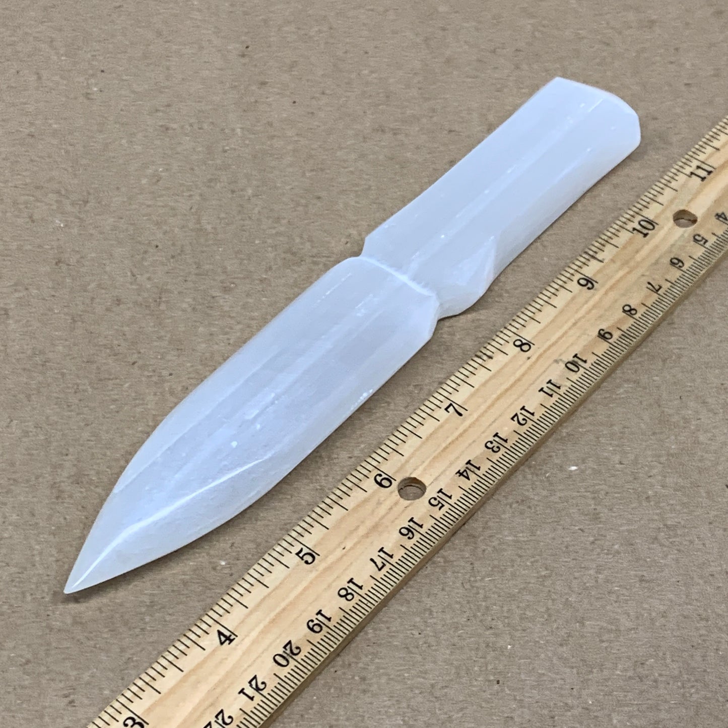 146g, 7.5"x1.3"x0.6", Natural Selenite Crystal Dagger (Satin Spar), B36464
