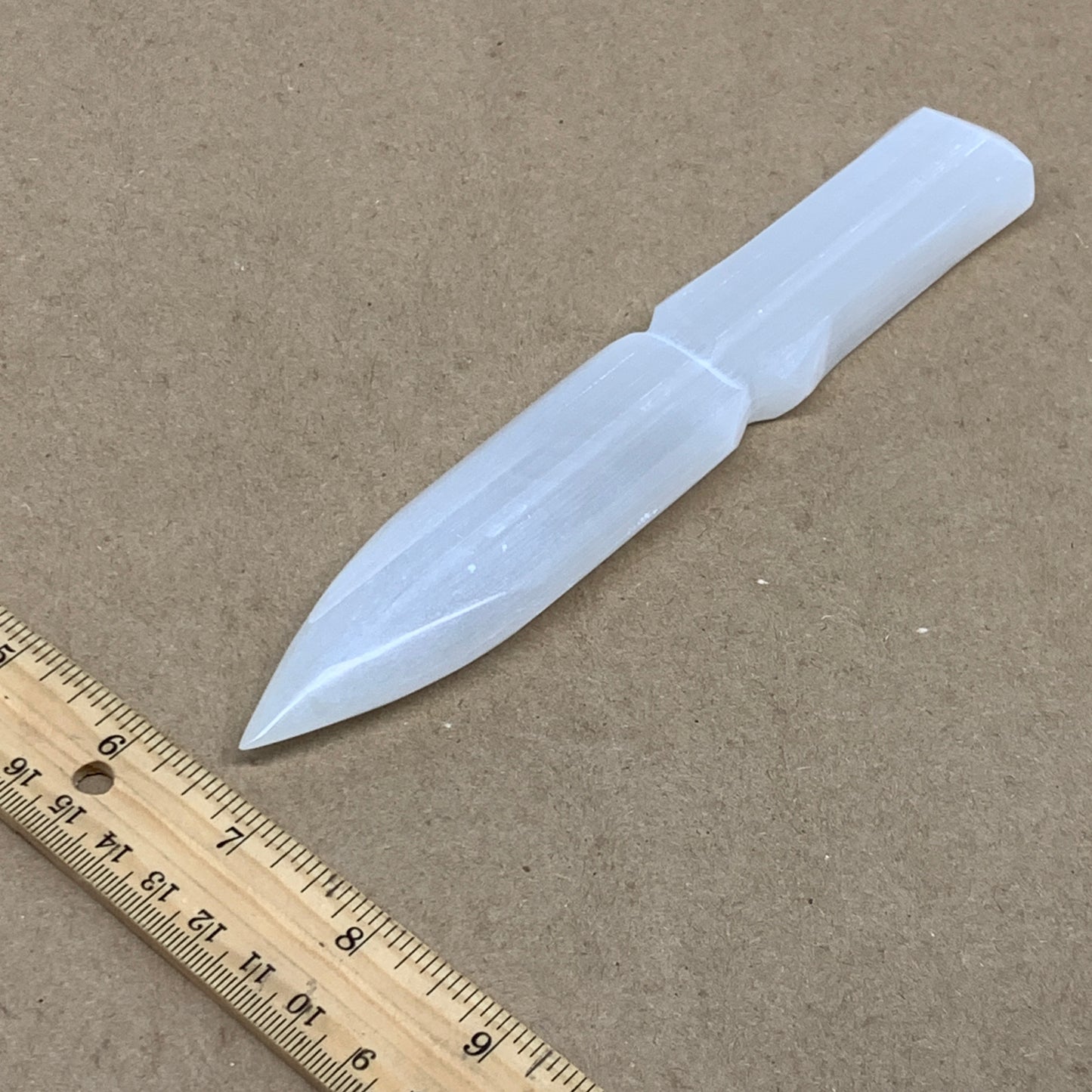 146g, 7.5"x1.3"x0.6", Natural Selenite Crystal Dagger (Satin Spar), B36464