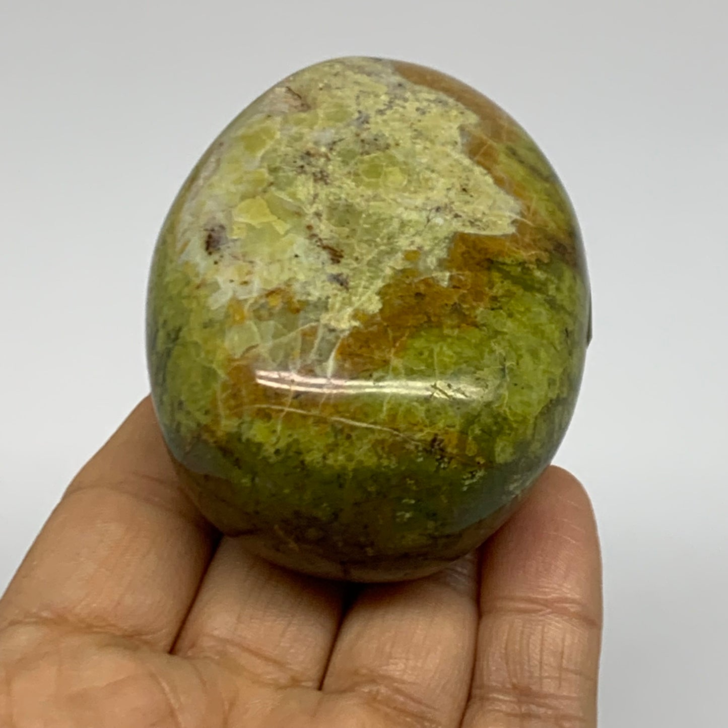 181.8g, 2.8"x2.1"x1.4", Green Opal Crystal PalmStone Polished Reiki, B38260