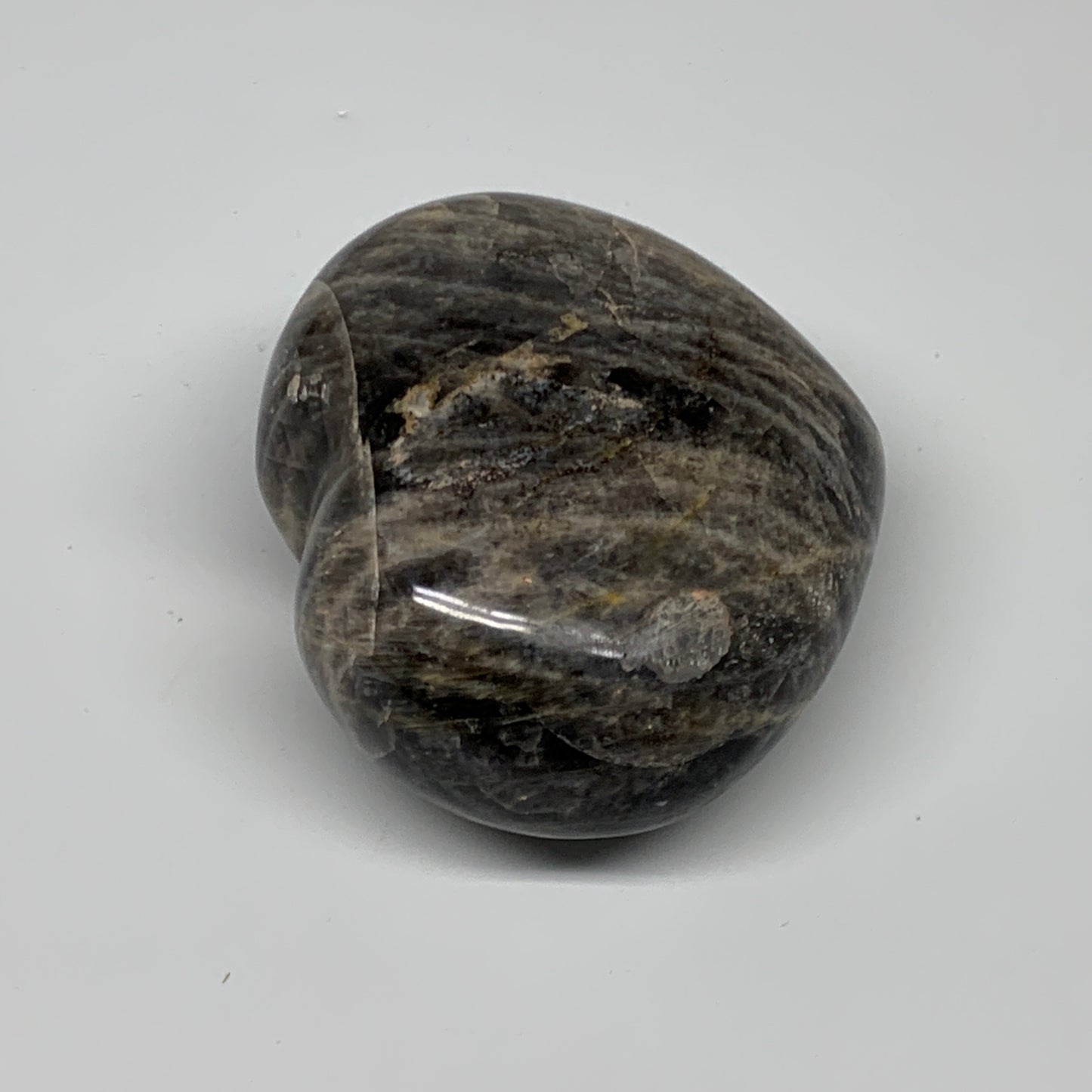 0.78 lbs, 2.9"x3.3"x1.7", Black Moonstone Heart Polished Crystal Home Decor, B30