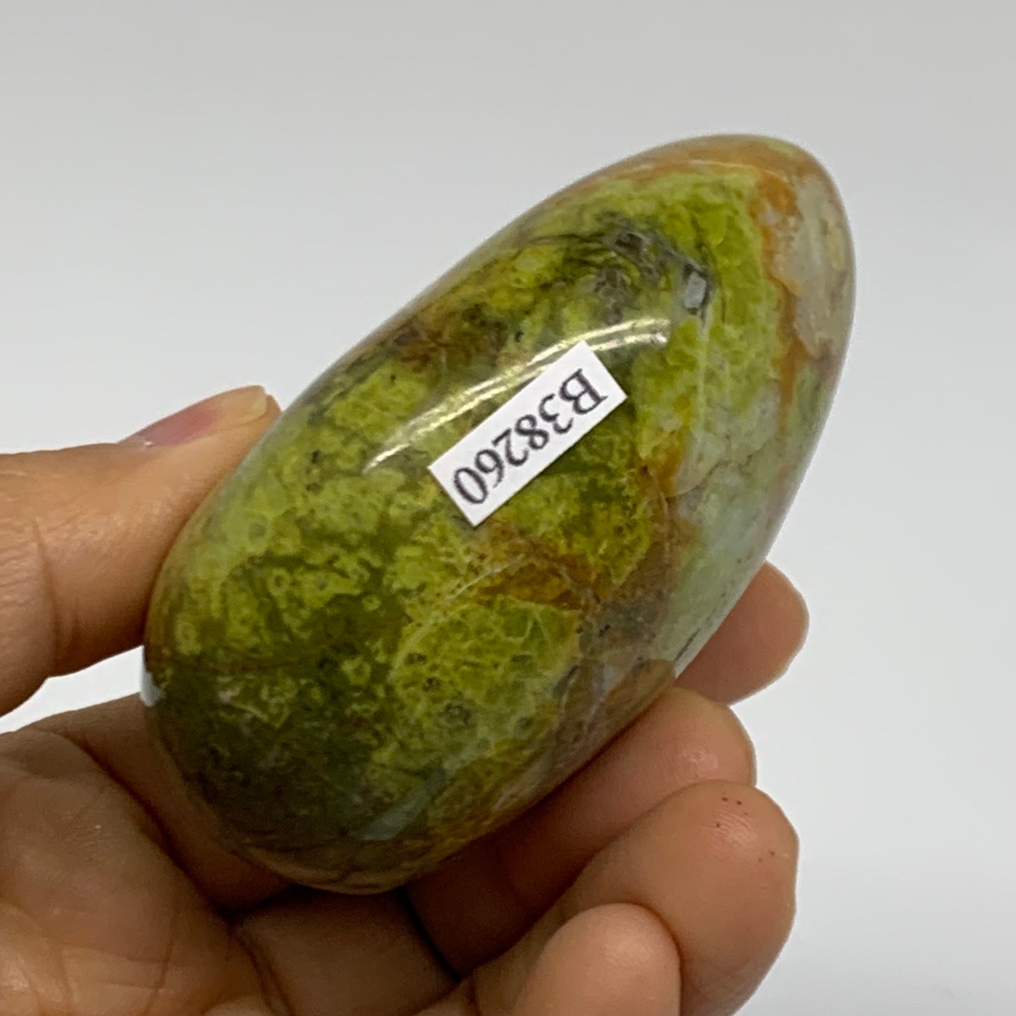 181.8g, 2.8"x2.1"x1.4", Green Opal Crystal PalmStone Polished Reiki, B38260