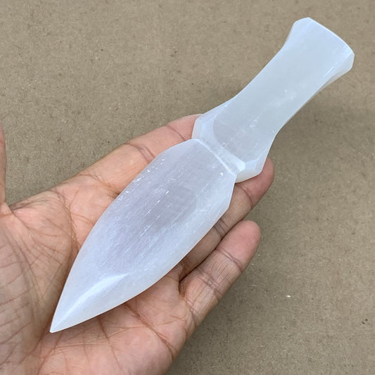 159g, 7.5"x1.3"x0.7", Natural Selenite Crystal Dagger (Satin Spar), B36465