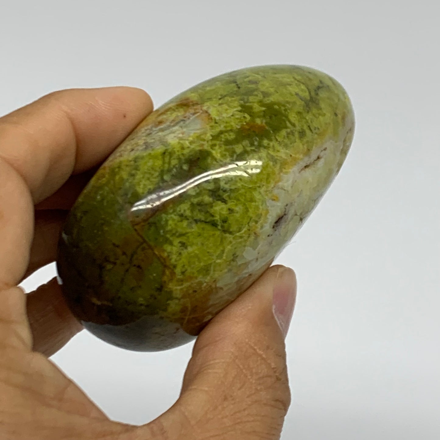 181.8g, 2.8"x2.1"x1.4", Green Opal Crystal PalmStone Polished Reiki, B38260