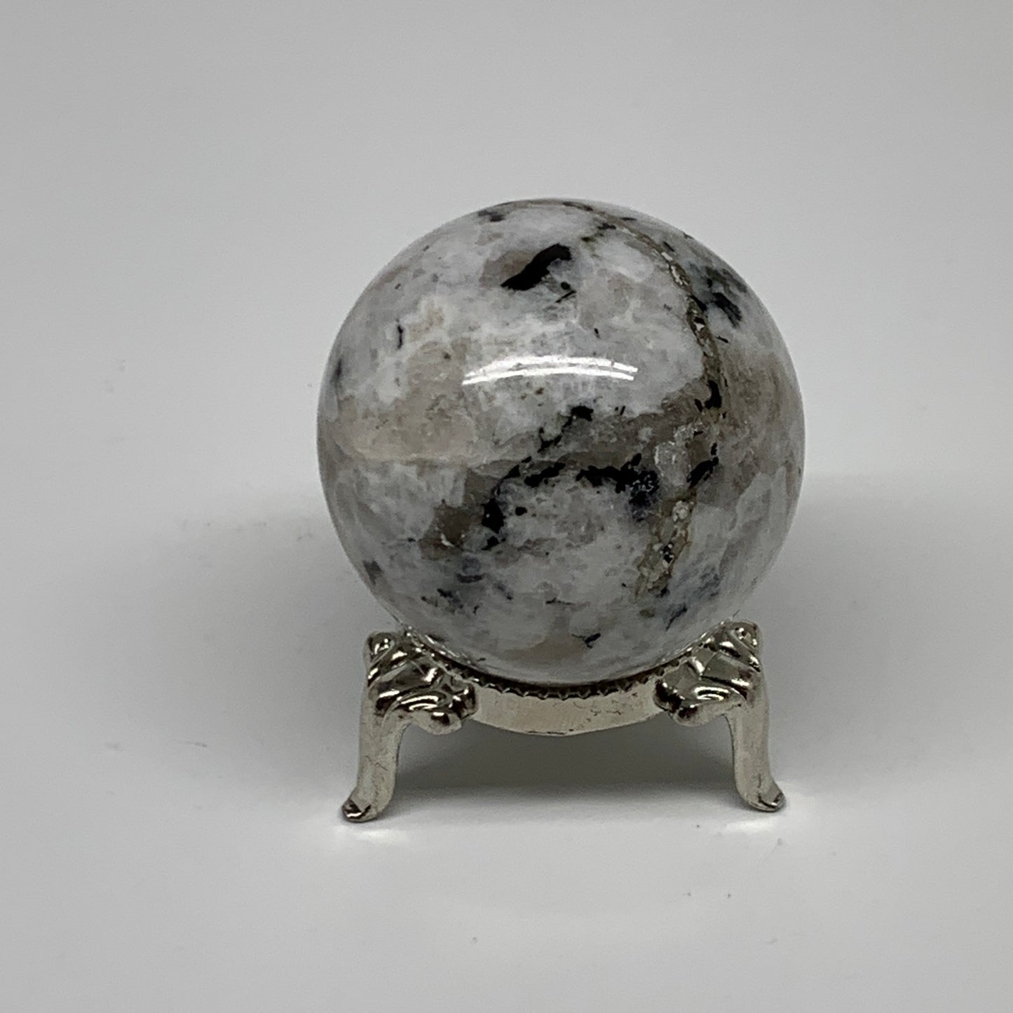 117.4g, 1.7"(43mm), Natural Rainbow Moonstone Sphere Ball Gemstone, B35179