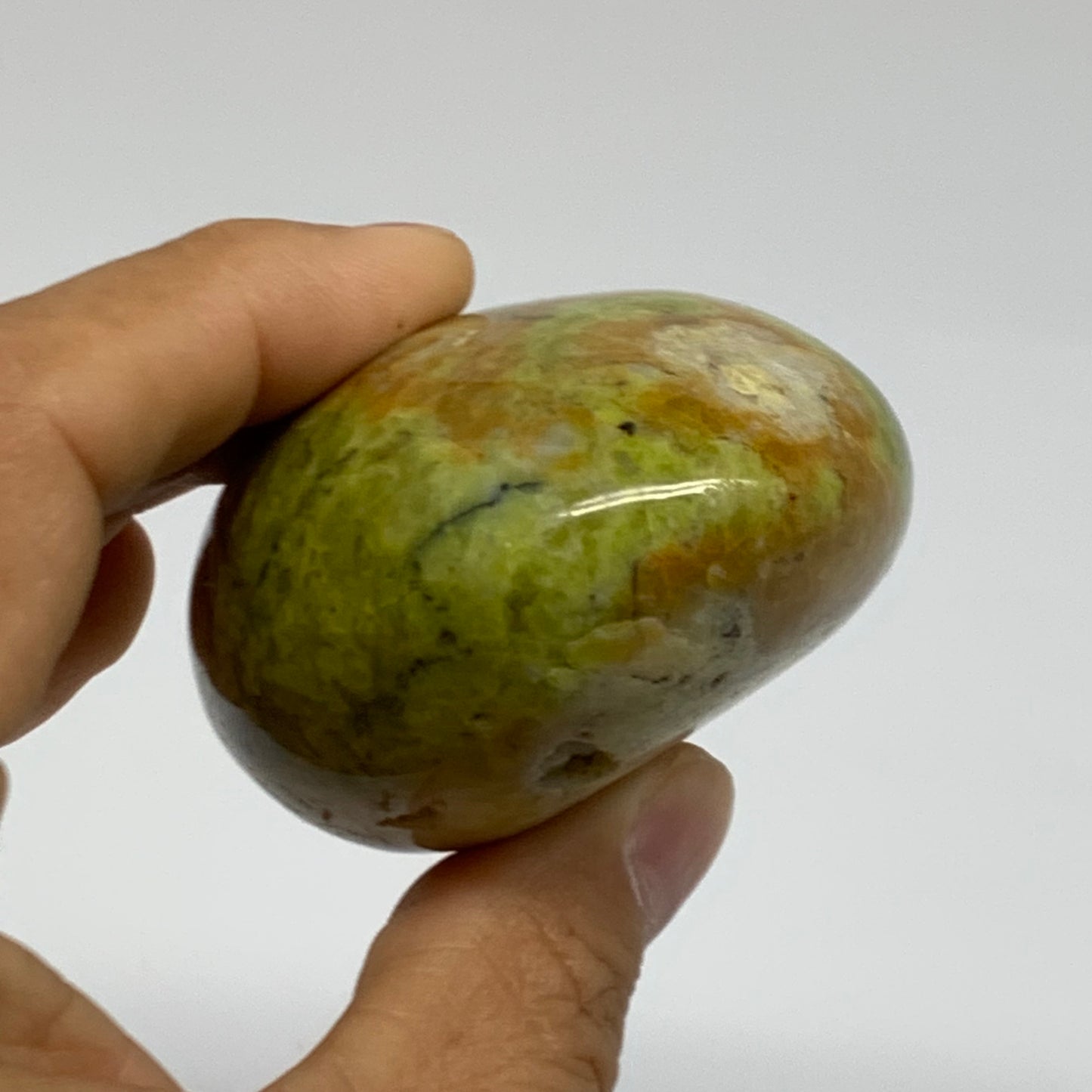 181.8g, 2.8"x2.1"x1.4", Green Opal Crystal PalmStone Polished Reiki, B38260