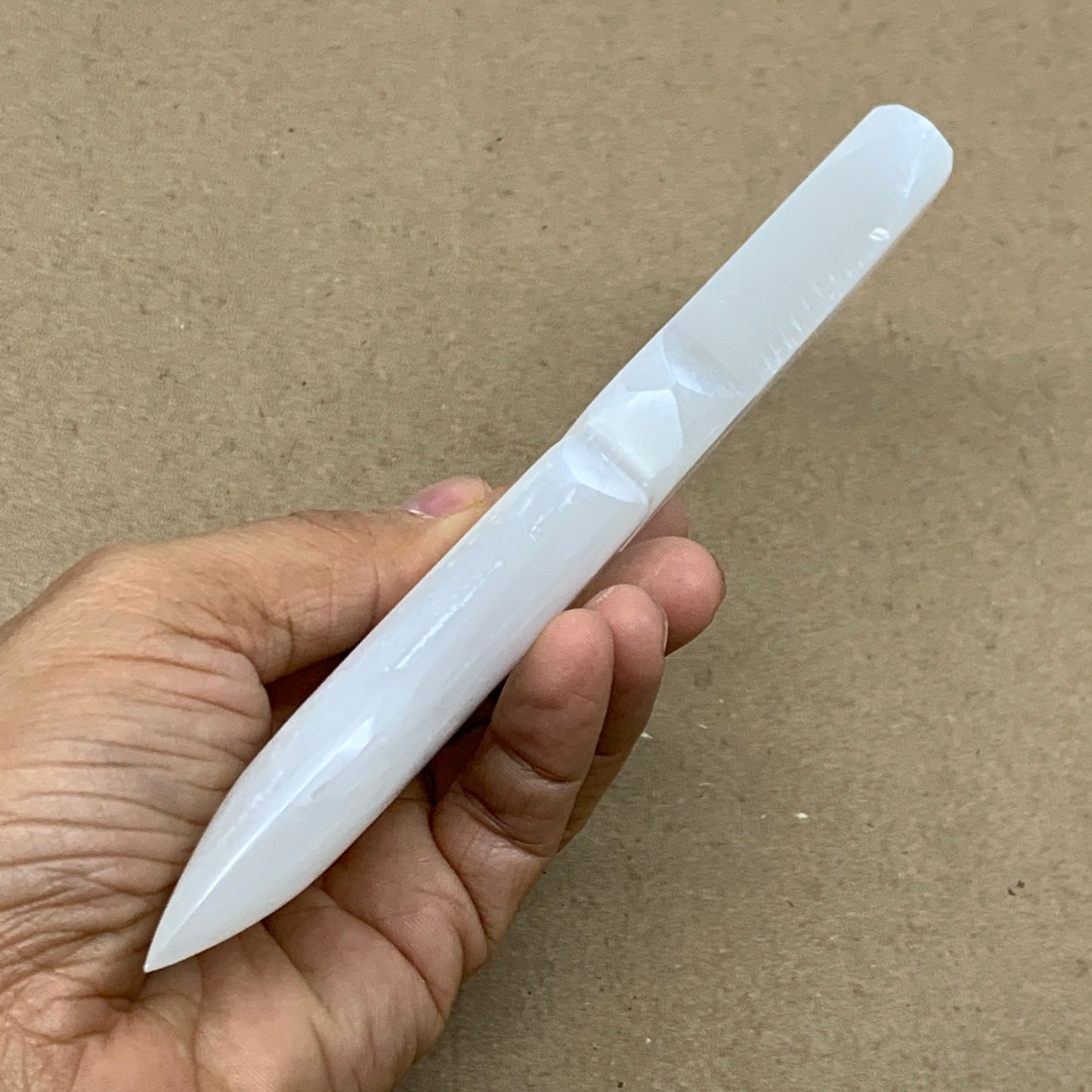159g, 7.5"x1.3"x0.7", Natural Selenite Crystal Dagger (Satin Spar), B36465