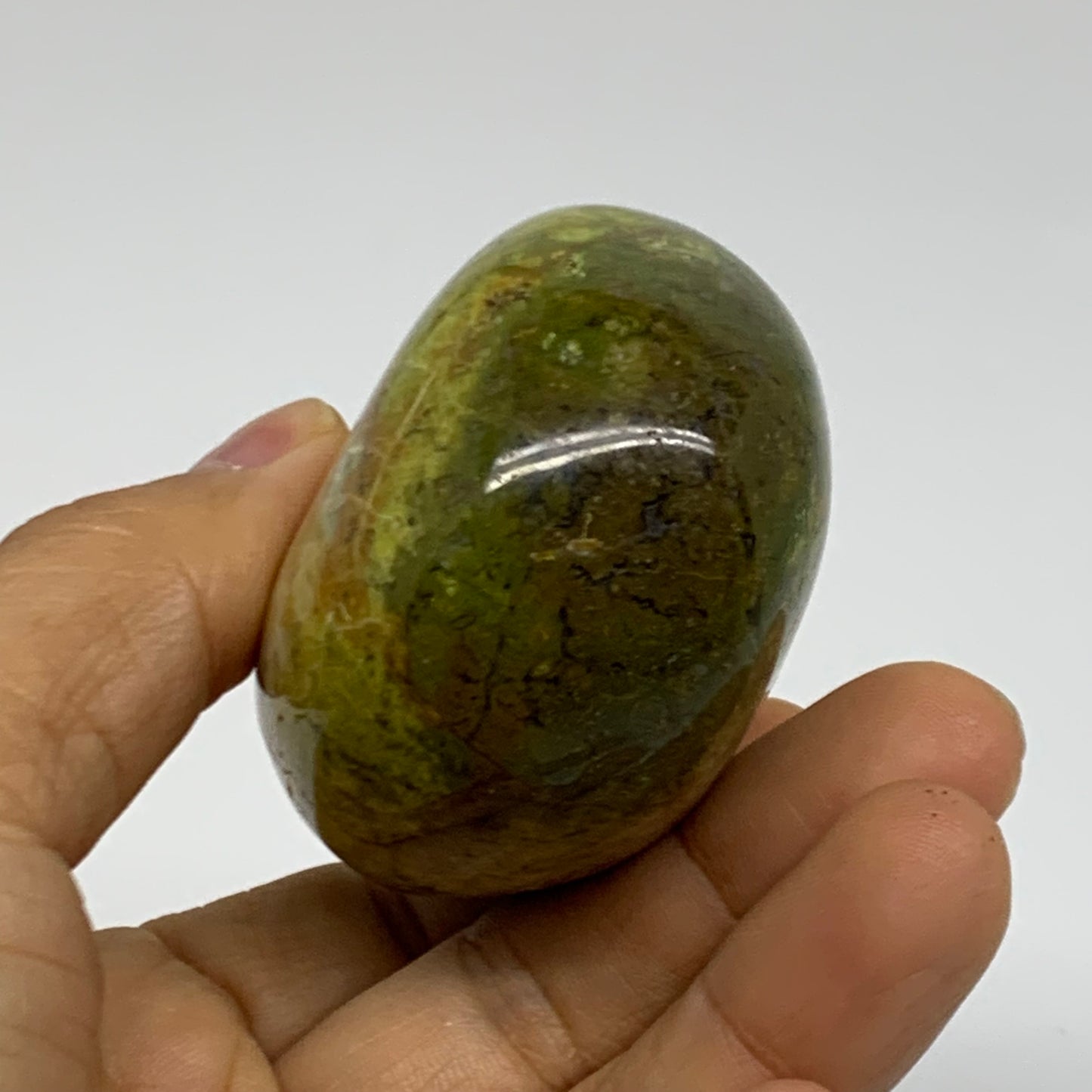 181.8g, 2.8"x2.1"x1.4", Green Opal Crystal PalmStone Polished Reiki, B38260