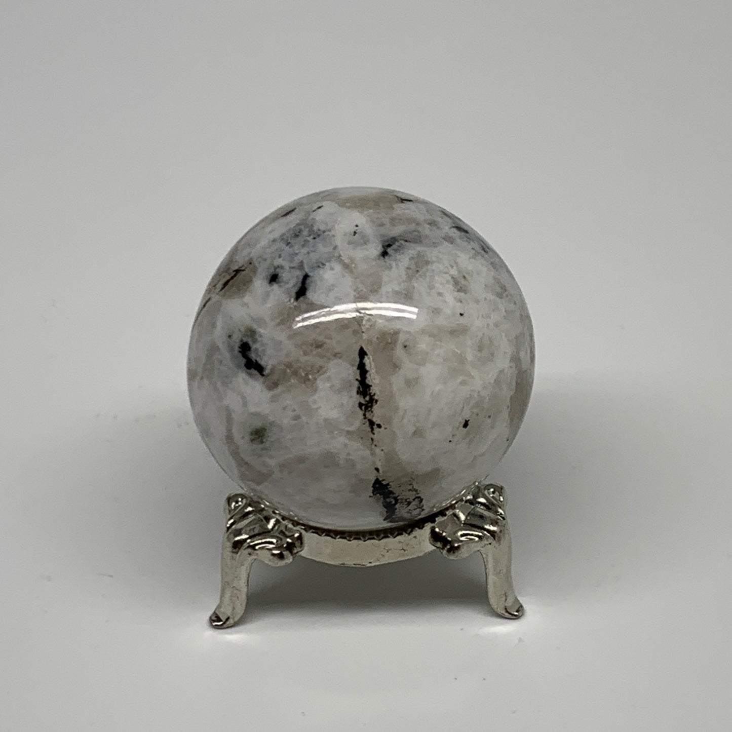 117.4g, 1.7"(43mm), Natural Rainbow Moonstone Sphere Ball Gemstone, B35179