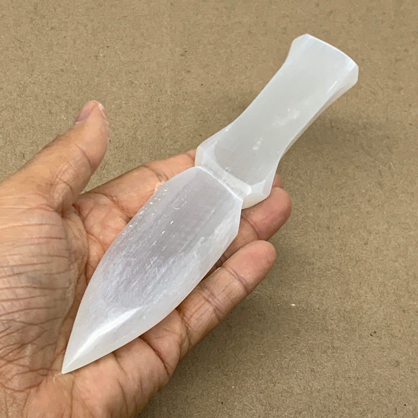 159g, 7.5"x1.3"x0.7", Natural Selenite Crystal Dagger (Satin Spar), B36465