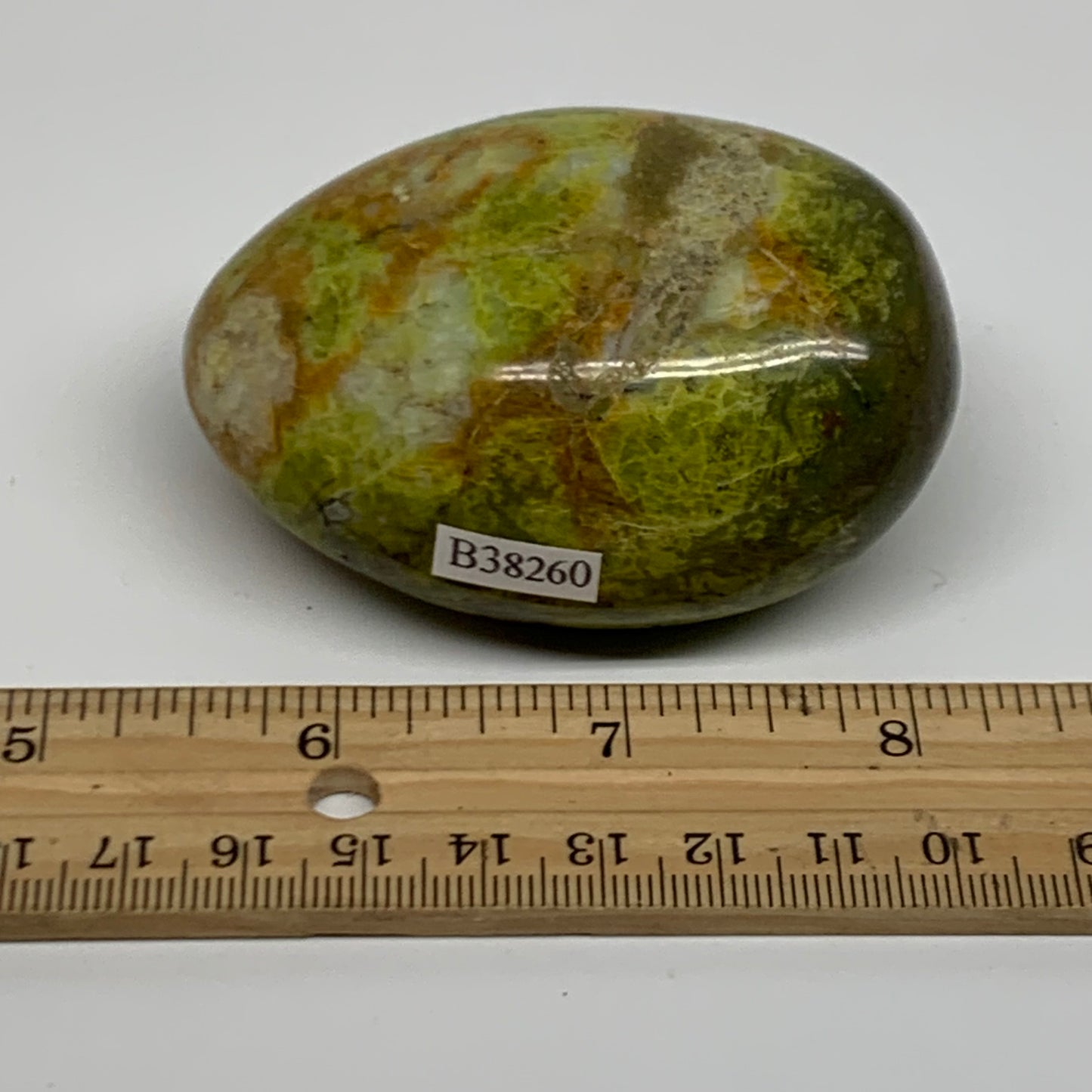 181.8g, 2.8"x2.1"x1.4", Green Opal Crystal PalmStone Polished Reiki, B38260