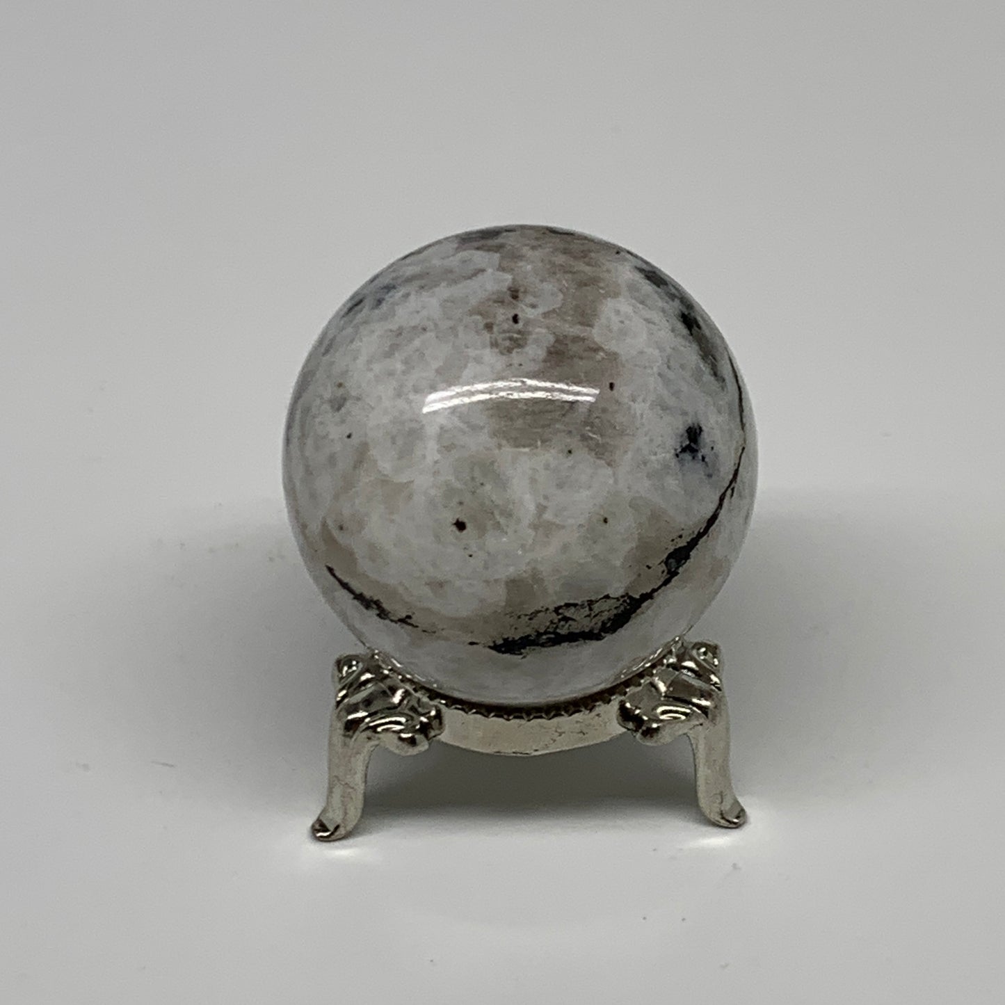 117.4g, 1.7"(43mm), Natural Rainbow Moonstone Sphere Ball Gemstone, B35179