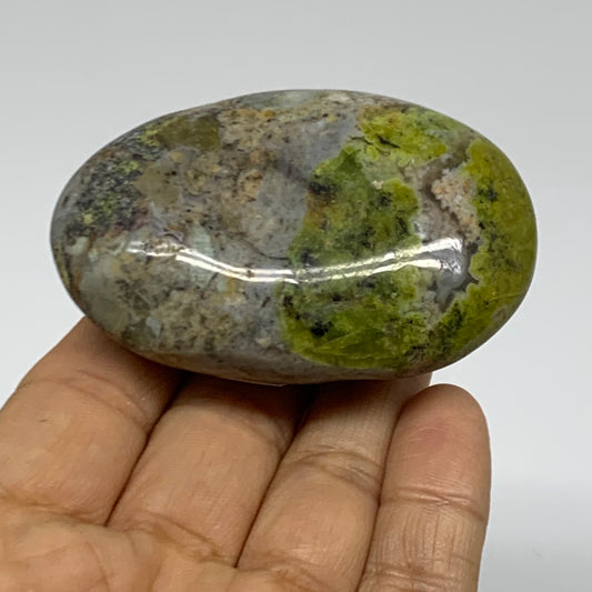 108g, 2.7"x1.7"x1", Green Opal Crystal PalmStone Polished Reiki, B38261