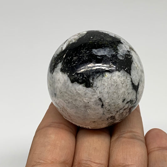 148.8g, 1.8"(46mm), Natural Rainbow Moonstone Sphere Ball Gemstone, B35180