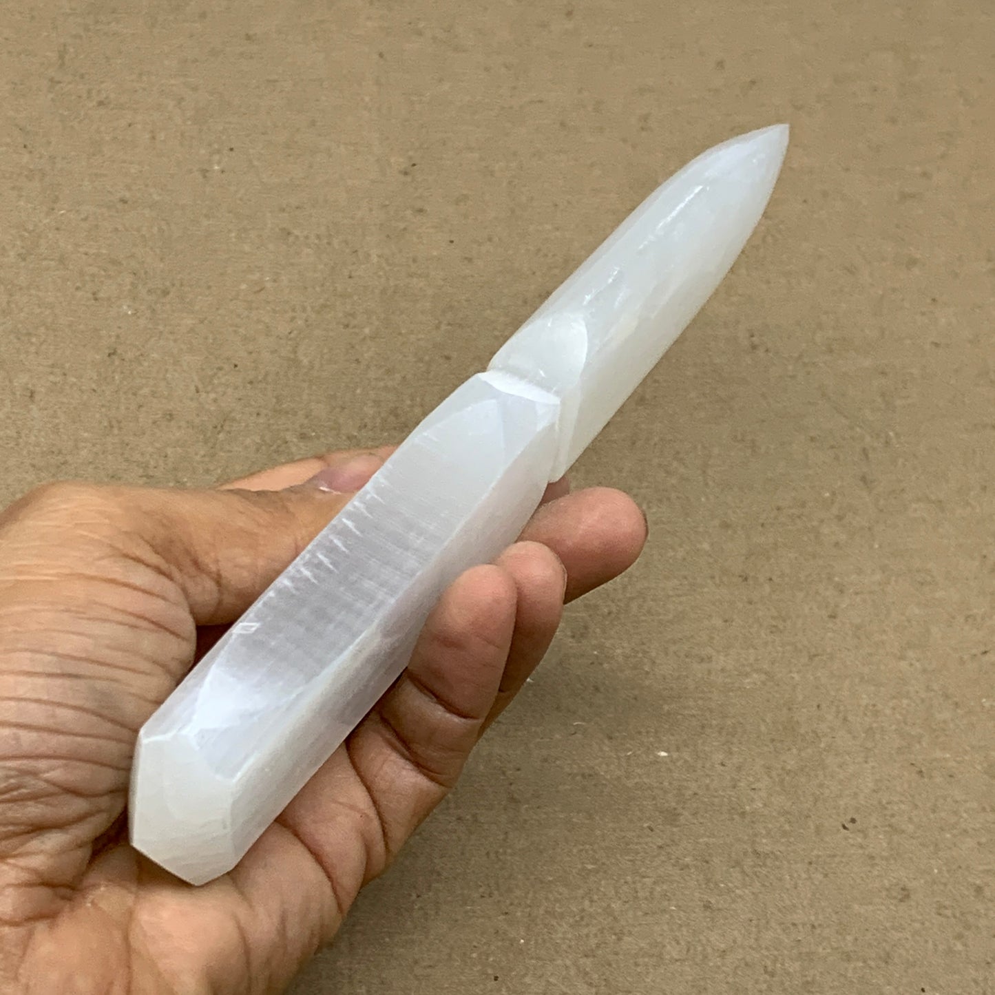 159g, 7.5"x1.3"x0.7", Natural Selenite Crystal Dagger (Satin Spar), B36465