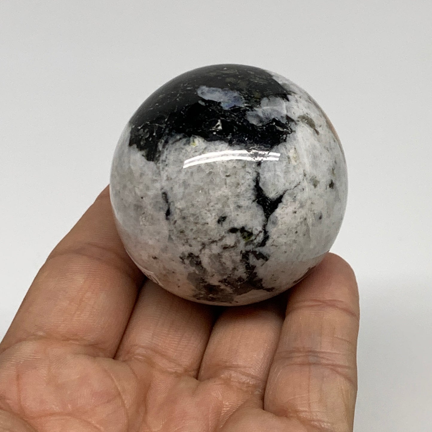 148.8g, 1.8"(46mm), Natural Rainbow Moonstone Sphere Ball Gemstone, B35180