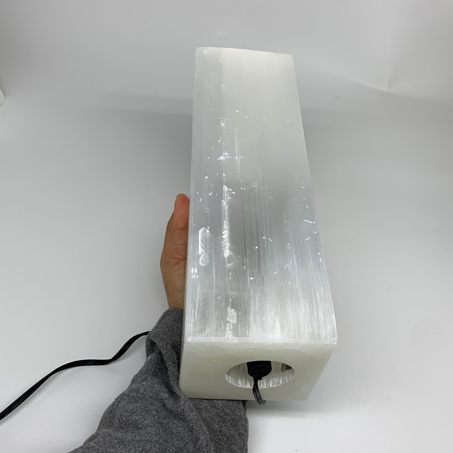 11.3 lbs. 11.6"x3.5", Rectangle Selenite (Satin Spar) Lamp, w/6ft Chord, B35841