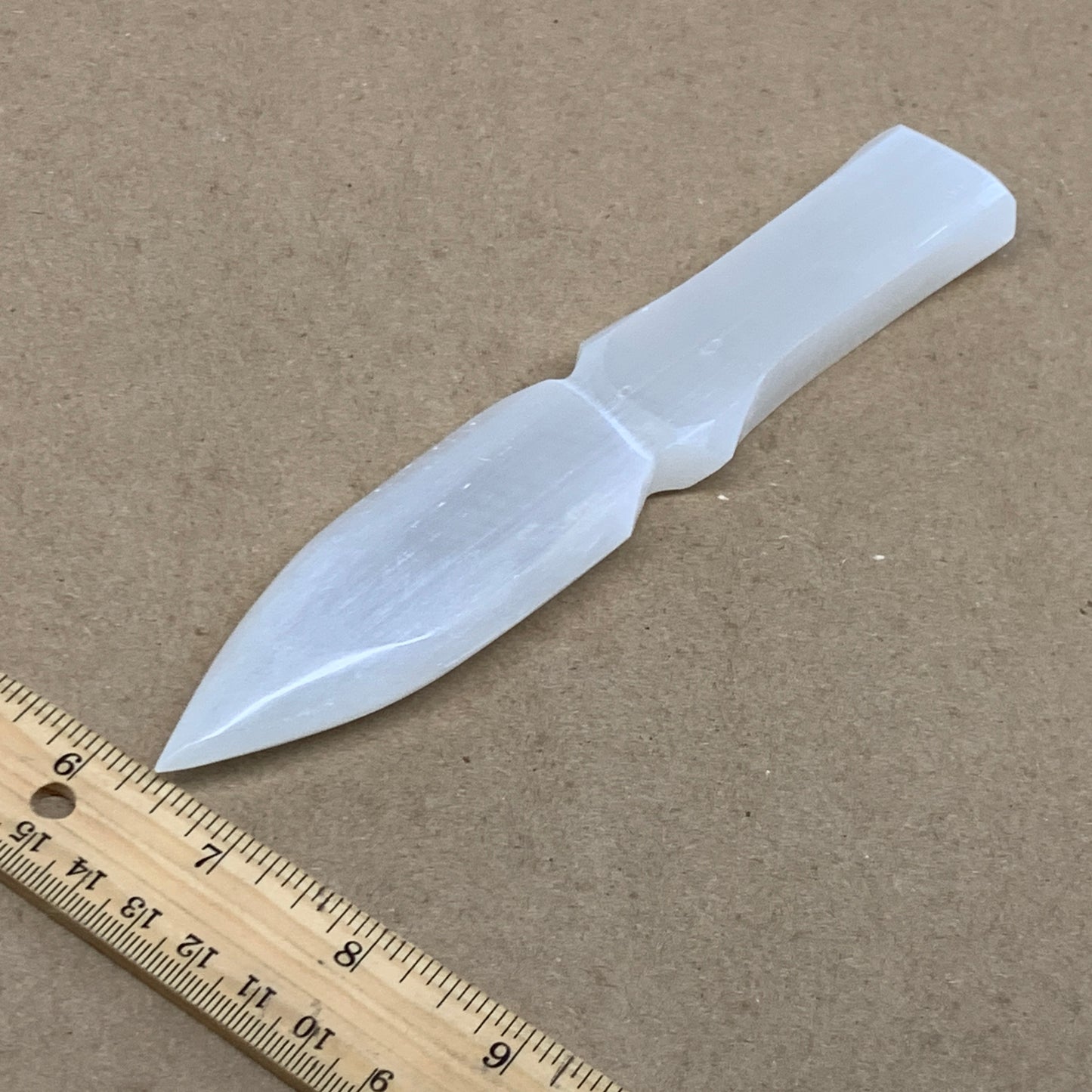 159g, 7.5"x1.3"x0.7", Natural Selenite Crystal Dagger (Satin Spar), B36465