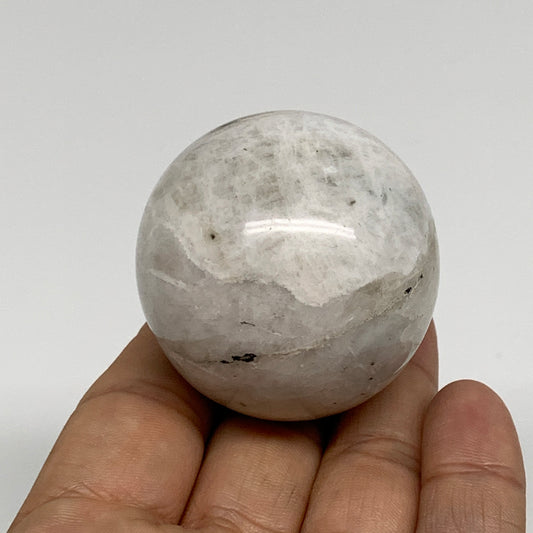 126.5g, 1.8"(45mm), Natural Rainbow Moonstone Sphere Ball Gemstone, B34396