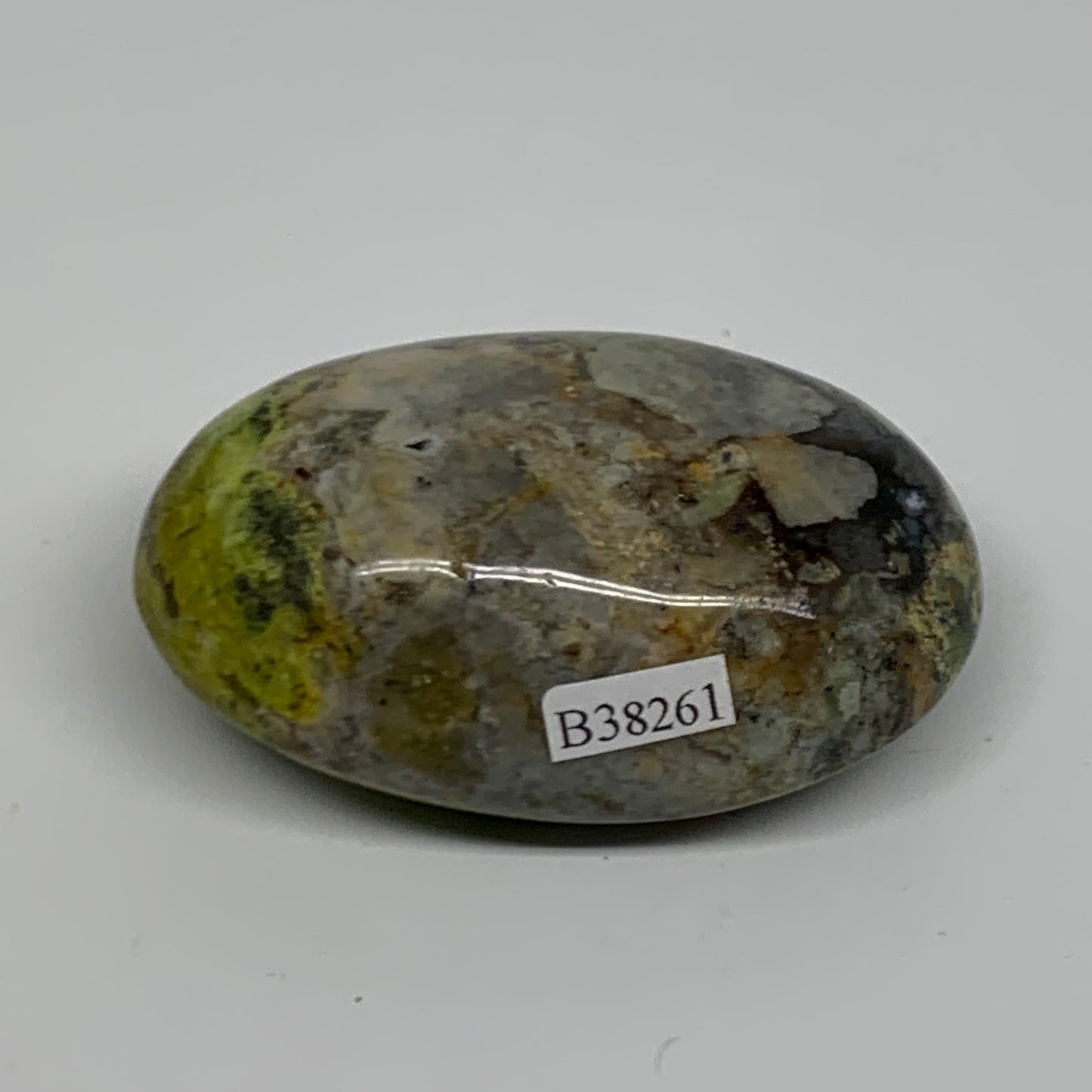 108g, 2.7"x1.7"x1", Green Opal Crystal PalmStone Polished Reiki, B38261