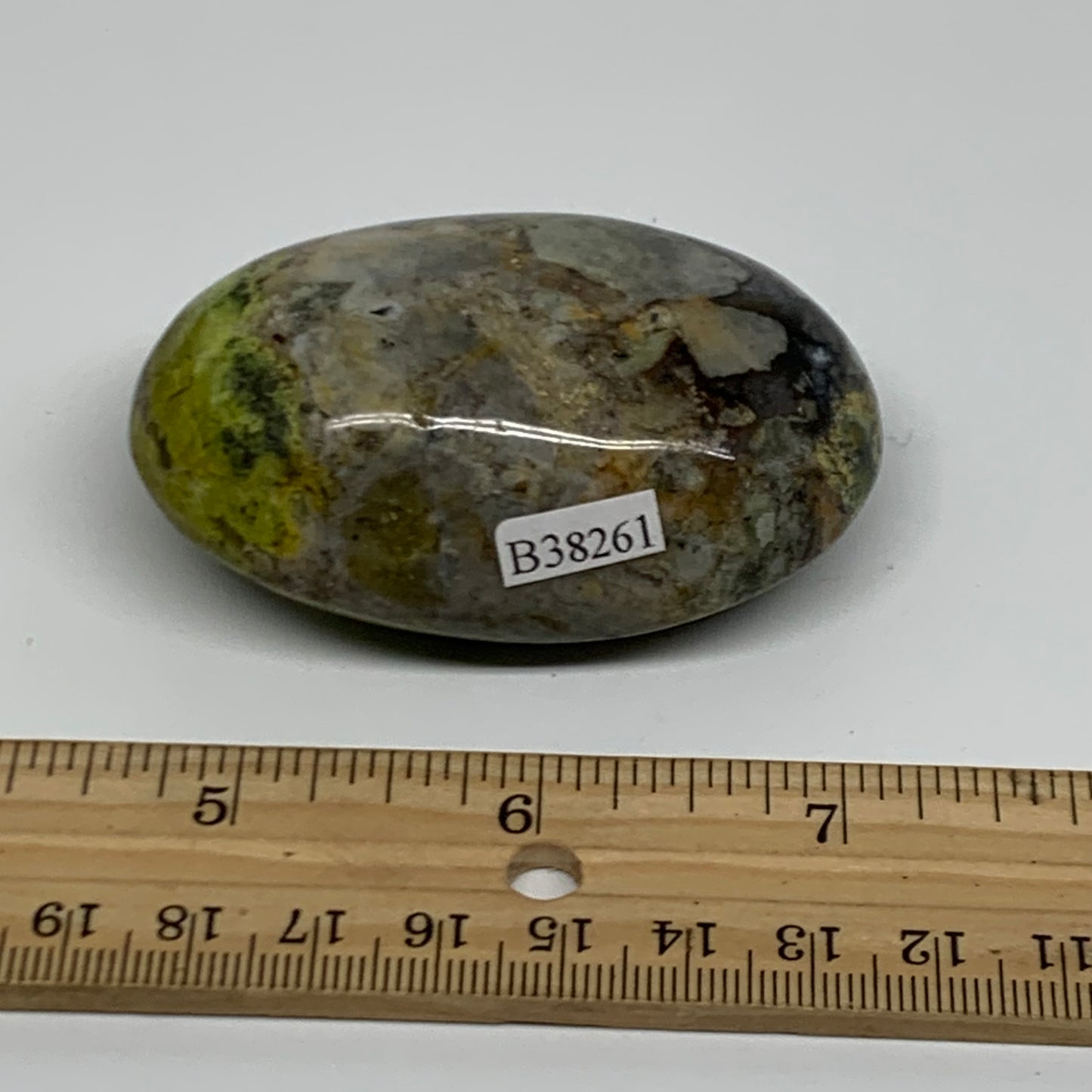108g, 2.7"x1.7"x1", Green Opal Crystal PalmStone Polished Reiki, B38261