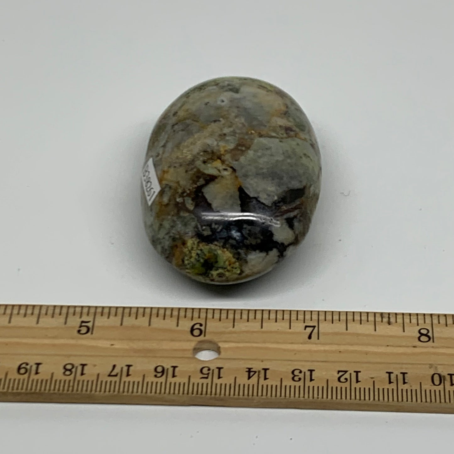 108g, 2.7"x1.7"x1", Green Opal Crystal PalmStone Polished Reiki, B38261