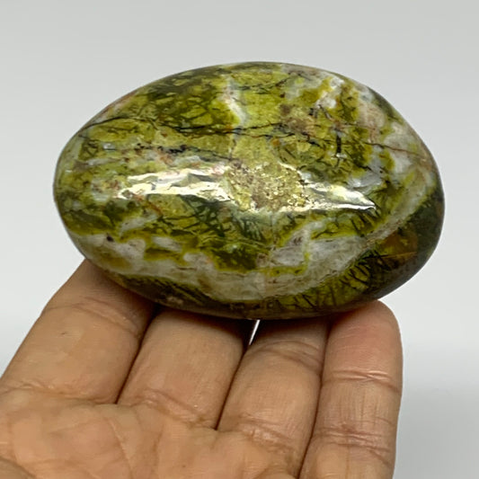 147.2g, 2.9"x2"x1.3", Green Opal Crystal PalmStone Polished Reiki, B38262