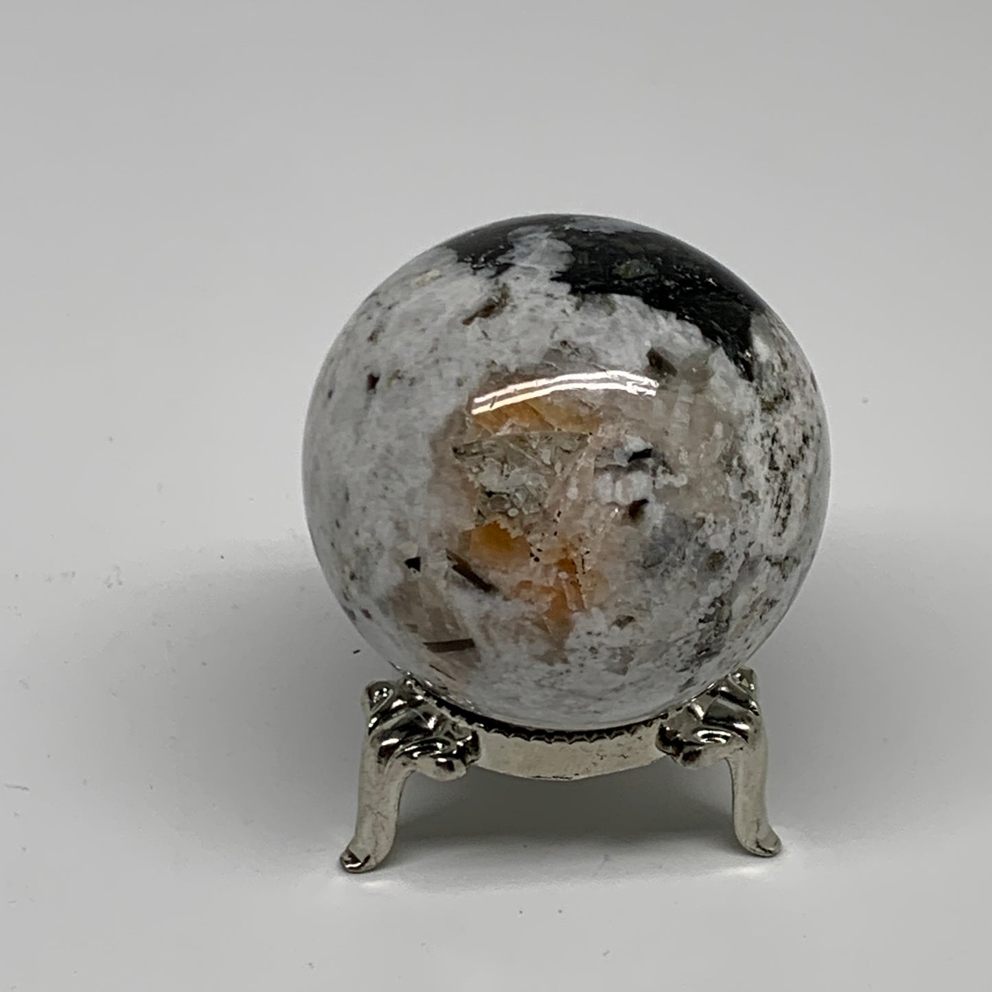 148.8g, 1.8"(46mm), Natural Rainbow Moonstone Sphere Ball Gemstone, B35180