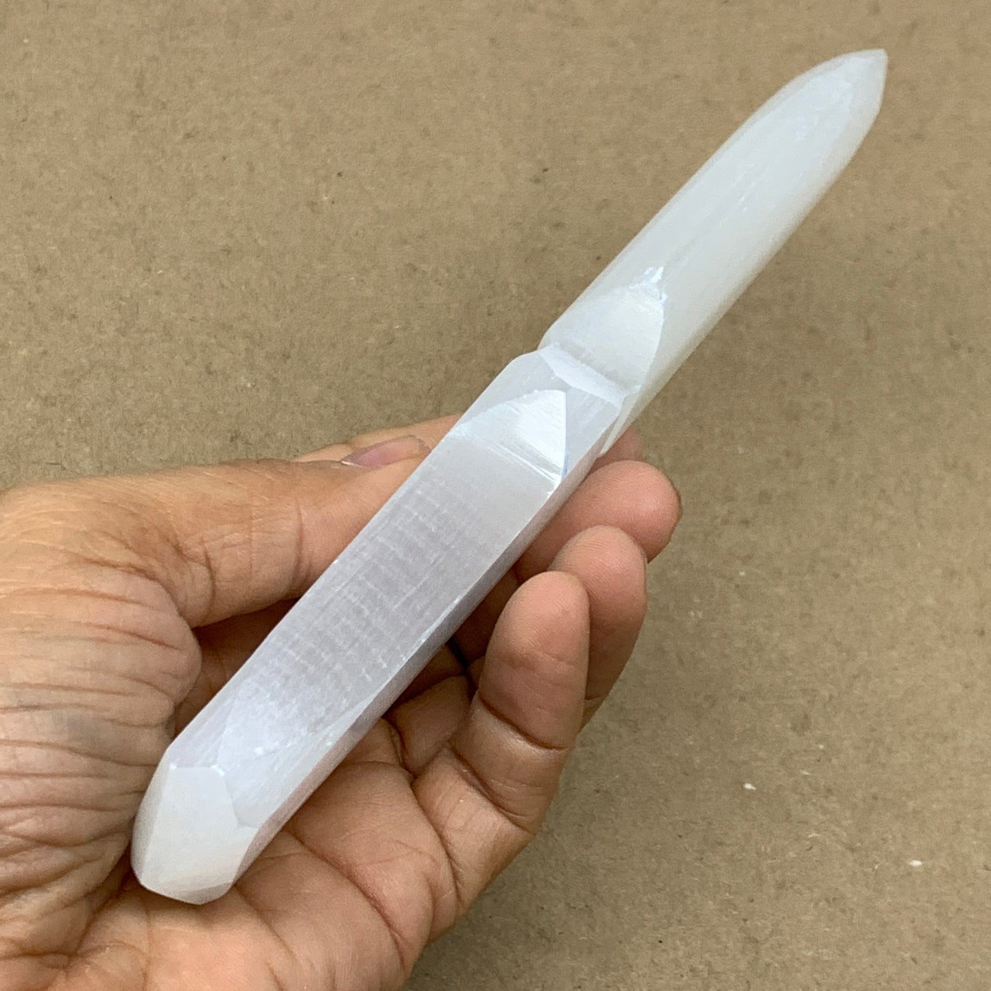 132g, 7.5"x1.2"x0.6", Natural Selenite Crystal Dagger (Satin Spar), B36466