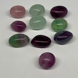 157.3g, 0.9"-1.2", 10pcs, Multi Color Fluorite Crystal Tumbled Stones, B28734