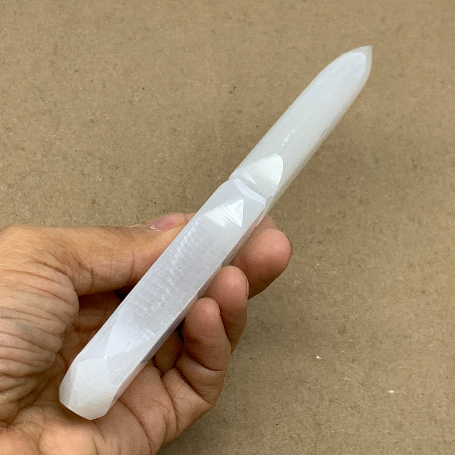 132g, 7.5"x1.2"x0.6", Natural Selenite Crystal Dagger (Satin Spar), B36466
