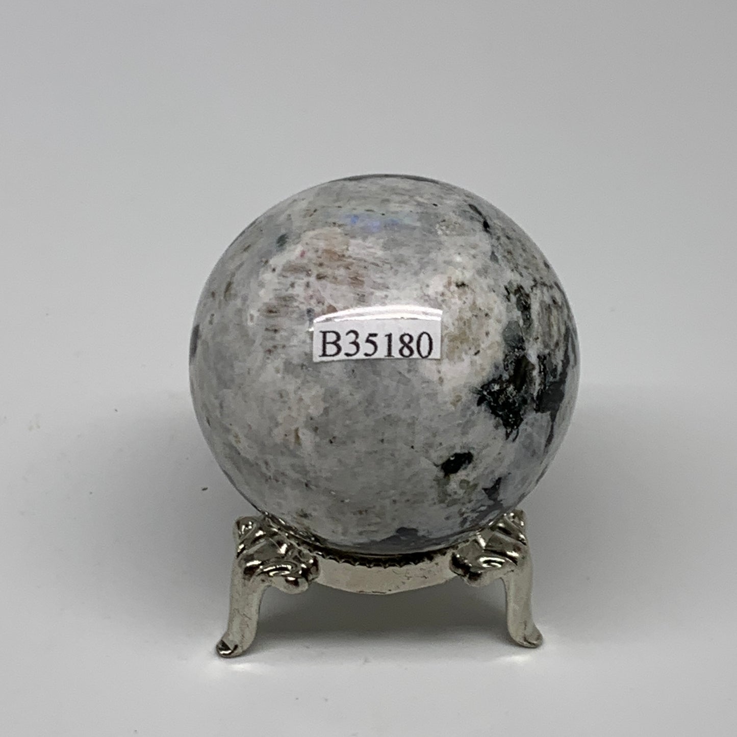 148.8g, 1.8"(46mm), Natural Rainbow Moonstone Sphere Ball Gemstone, B35180