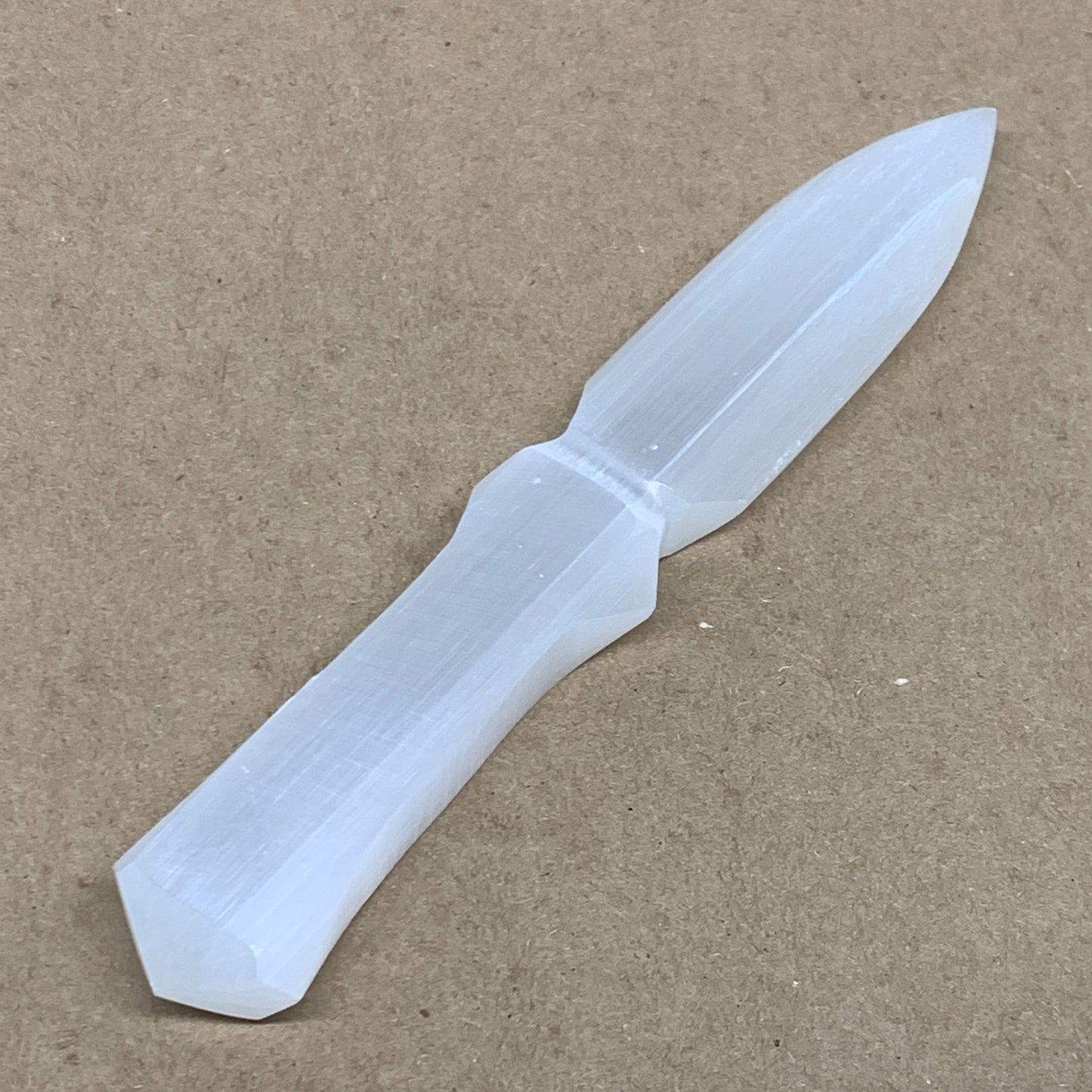 132g, 7.5"x1.2"x0.6", Natural Selenite Crystal Dagger (Satin Spar), B36466