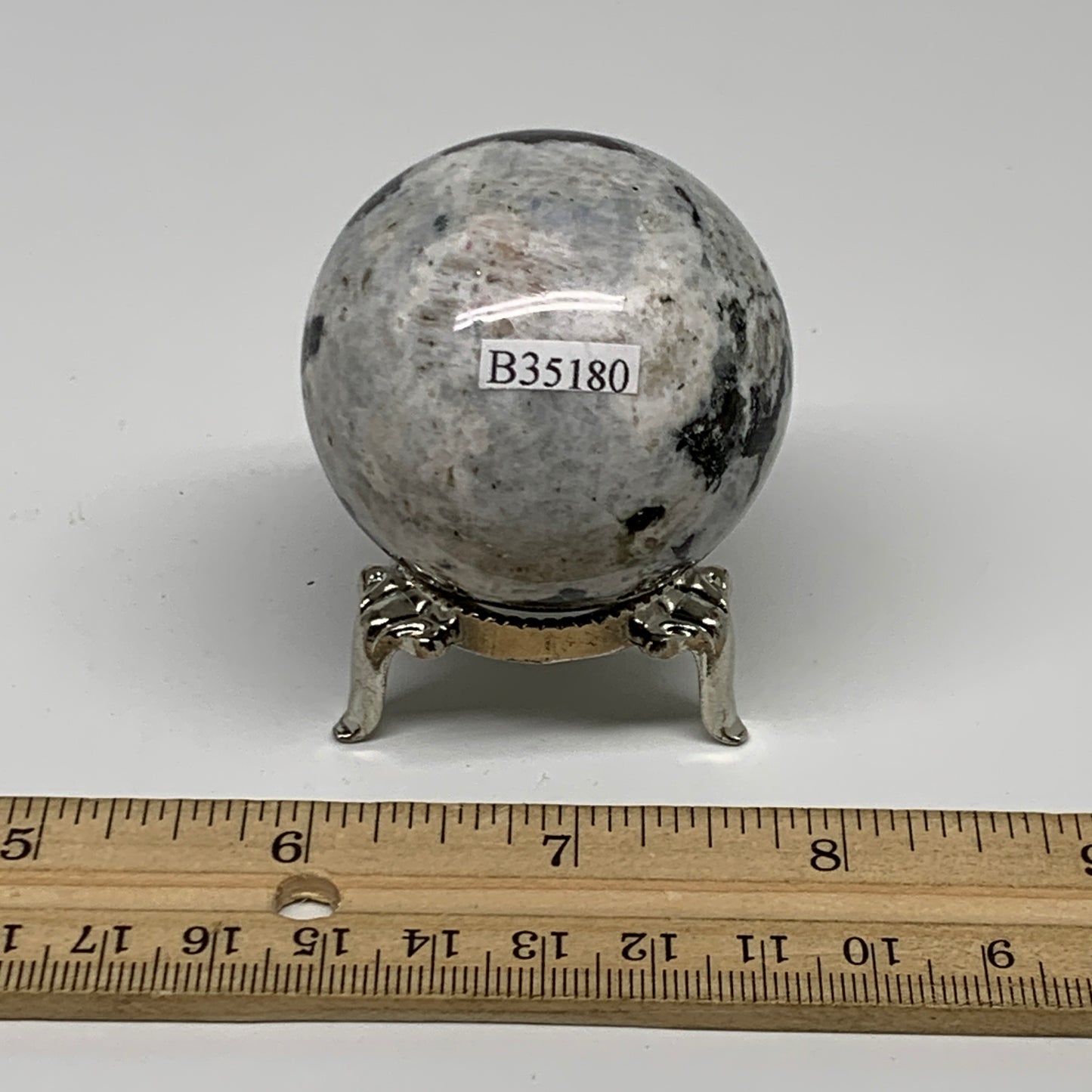 148.8g, 1.8"(46mm), Natural Rainbow Moonstone Sphere Ball Gemstone, B35180