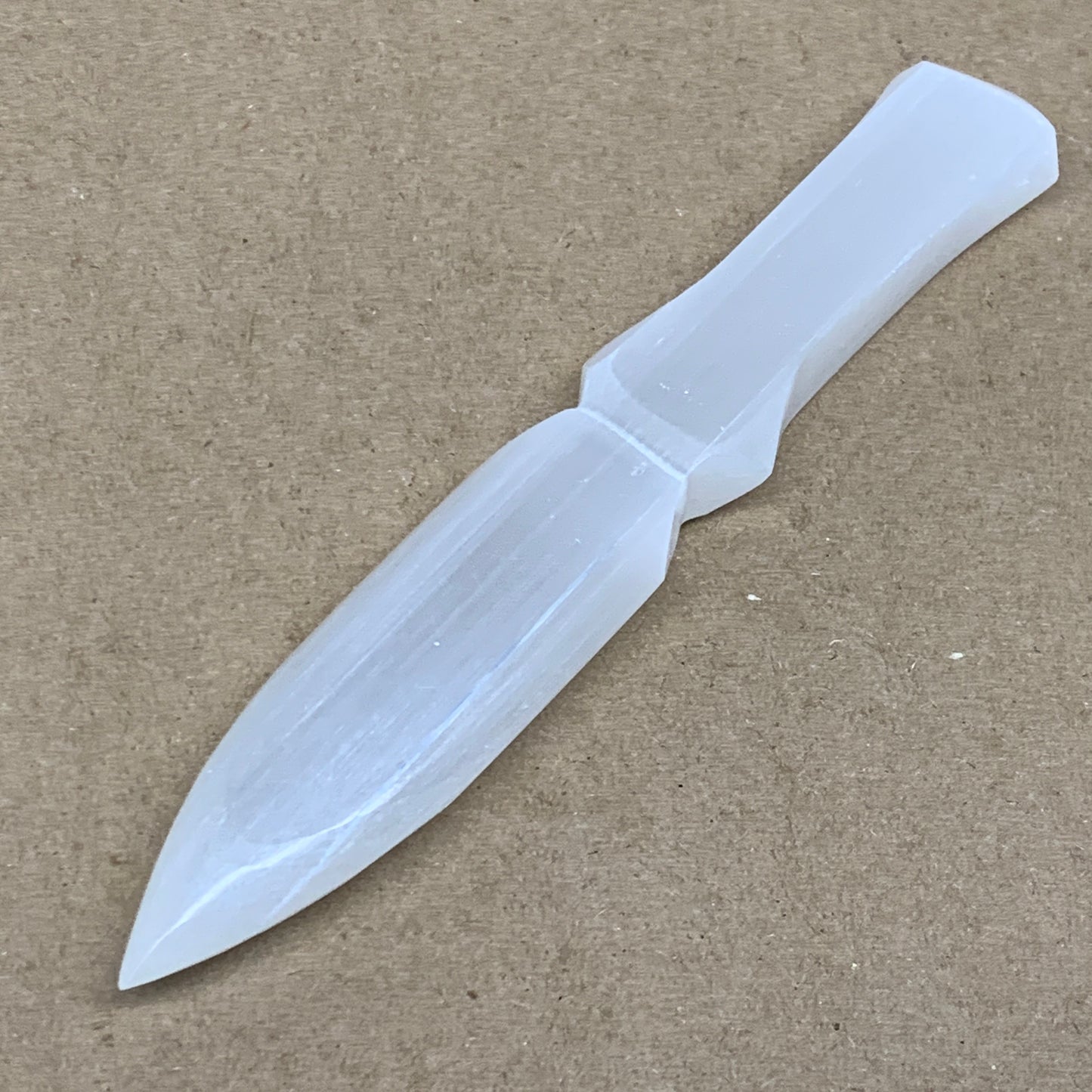 132g, 7.5"x1.2"x0.6", Natural Selenite Crystal Dagger (Satin Spar), B36466