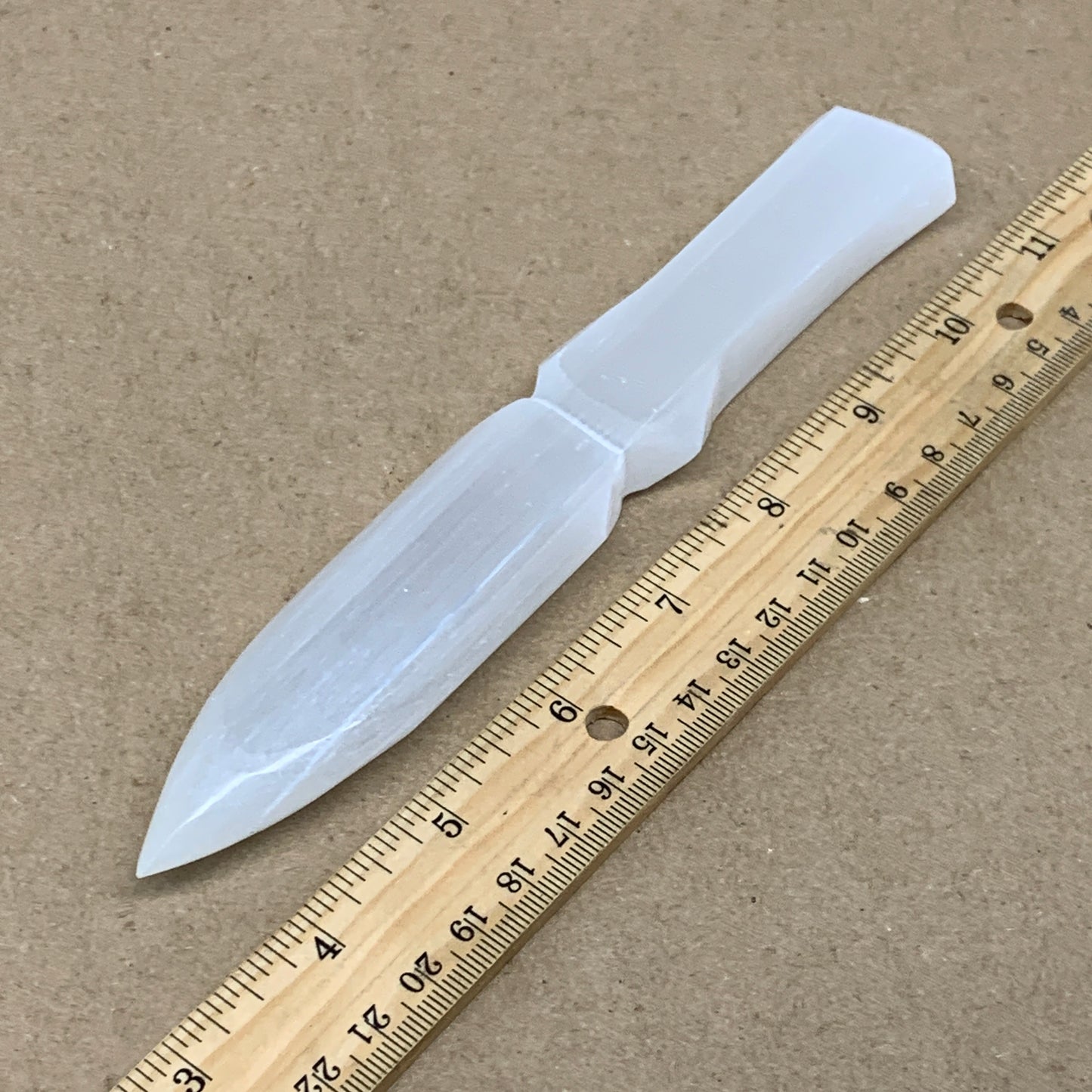 132g, 7.5"x1.2"x0.6", Natural Selenite Crystal Dagger (Satin Spar), B36466