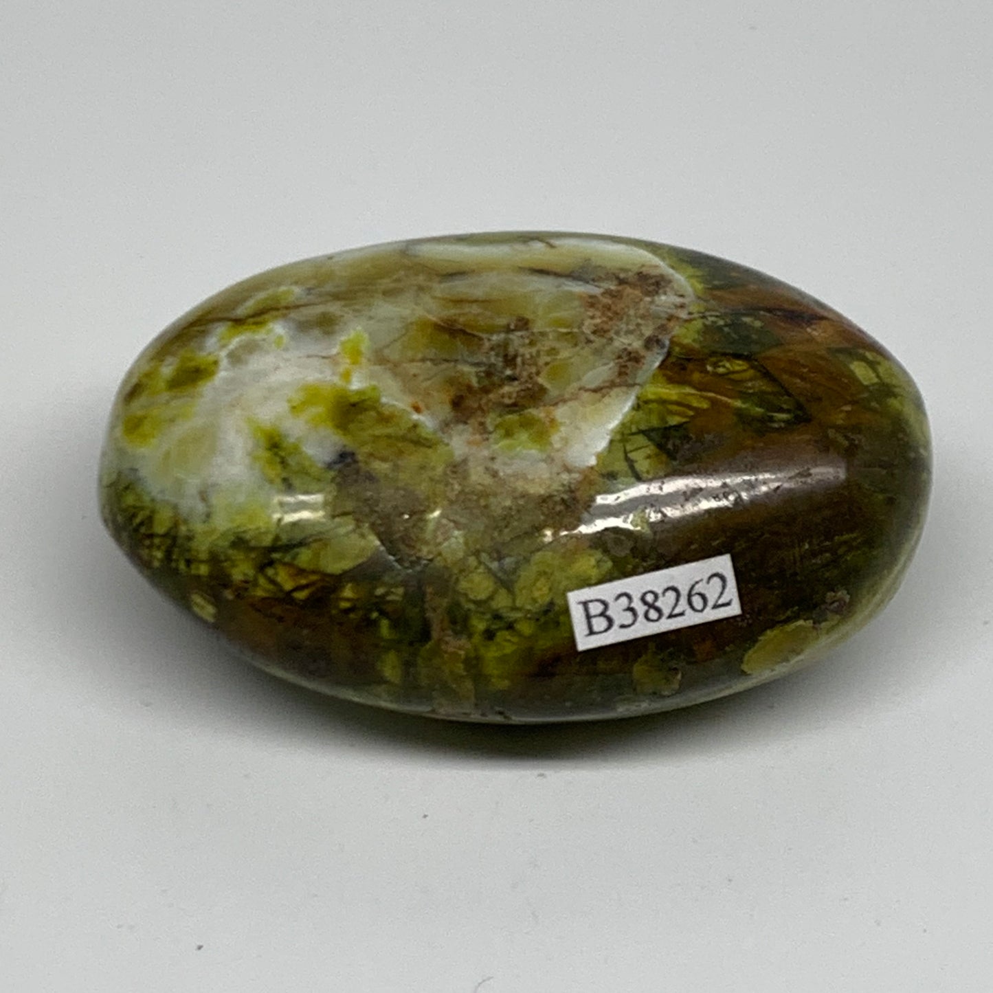 147.2g, 2.9"x2"x1.3", Green Opal Crystal PalmStone Polished Reiki, B38262