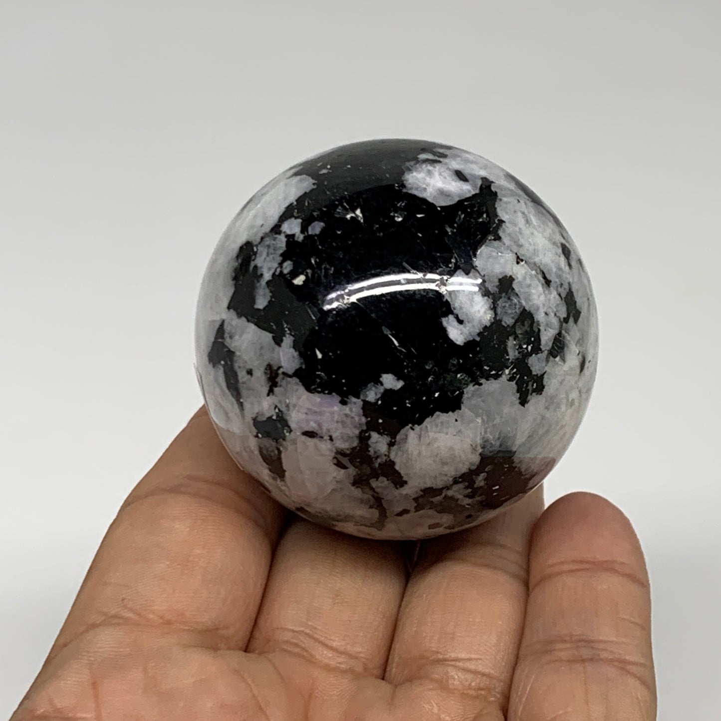 176g, 2"(49mm), Natural Rainbow Moonstone Sphere Ball Gemstone, B35181