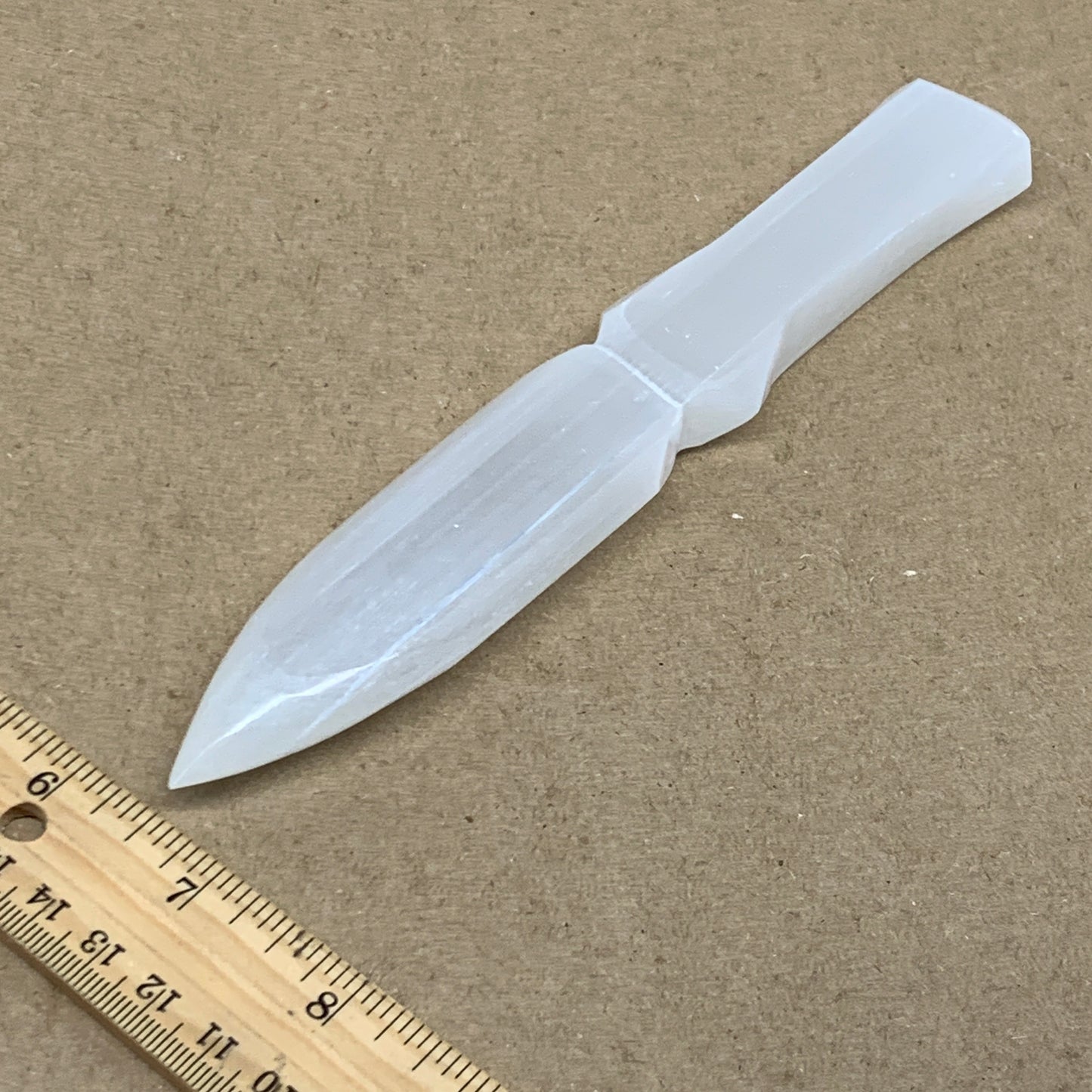 132g, 7.5"x1.2"x0.6", Natural Selenite Crystal Dagger (Satin Spar), B36466