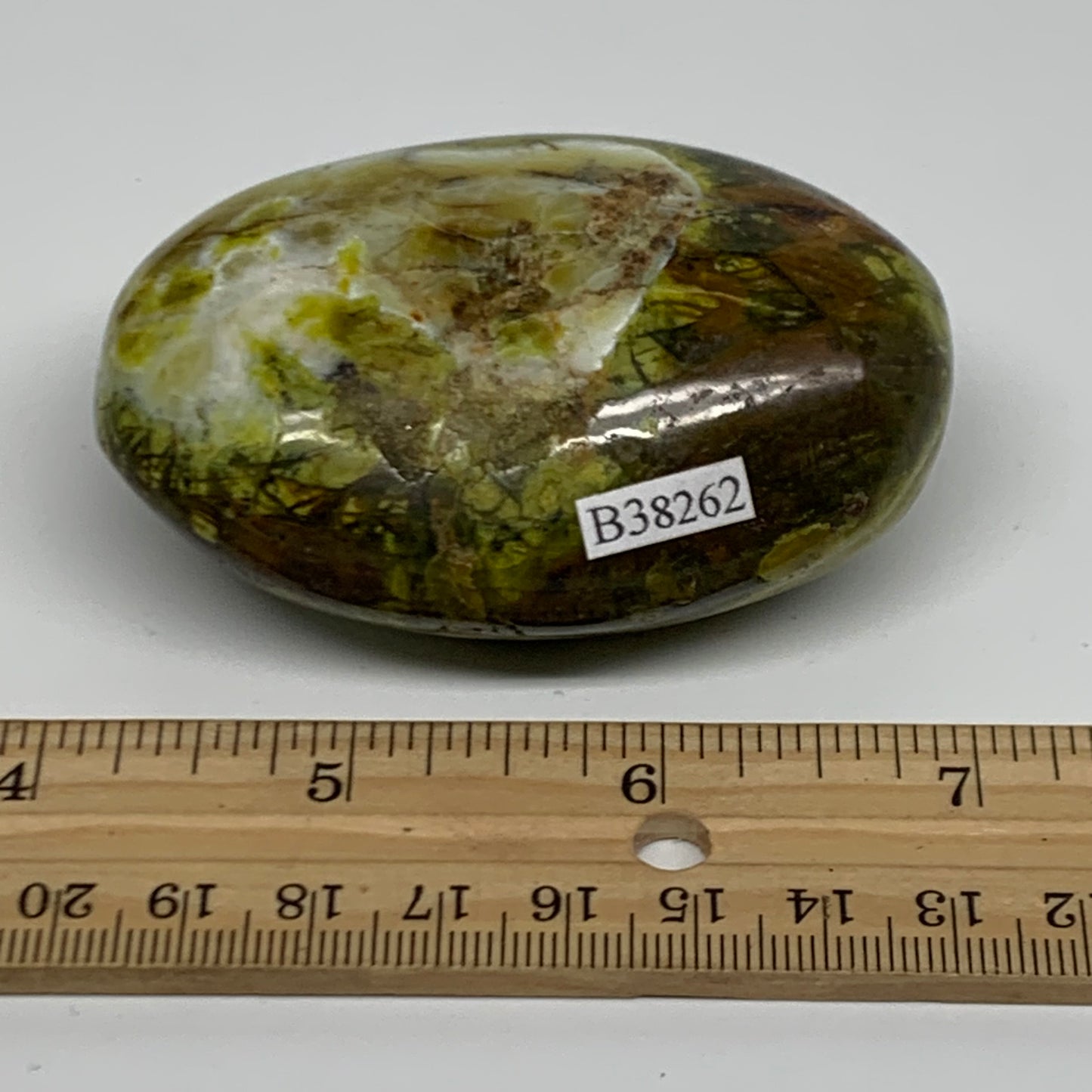 147.2g, 2.9"x2"x1.3", Green Opal Crystal PalmStone Polished Reiki, B38262