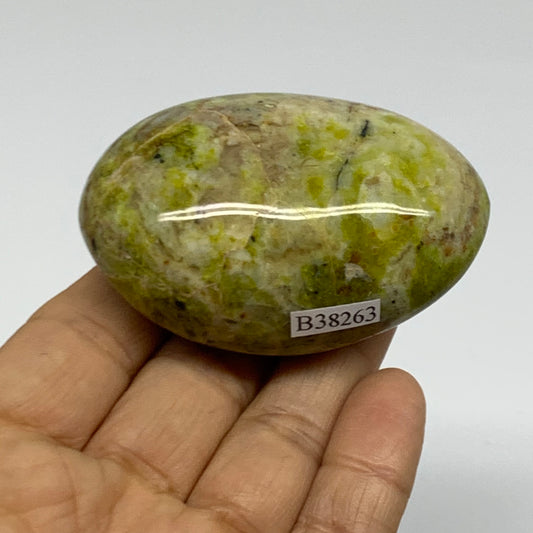 112.2g, 2.6"x1.8"x1.3", Green Opal Crystal PalmStone Polished Reiki, B38263