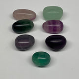 139.8g, 0.9"-1.4", 7pcs, Multi Color Fluorite Crystal Tumbled Stones, B28735