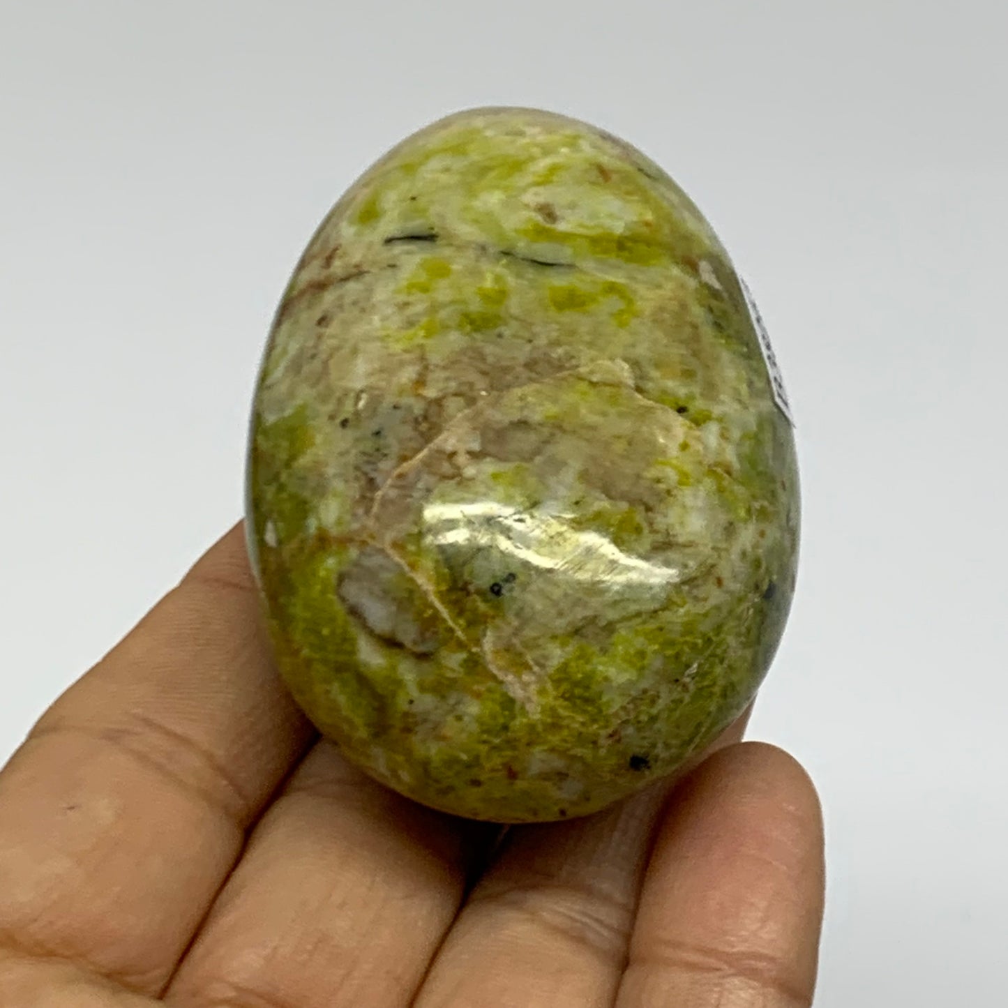 112.2g, 2.6"x1.8"x1.3", Green Opal Crystal PalmStone Polished Reiki, B38263