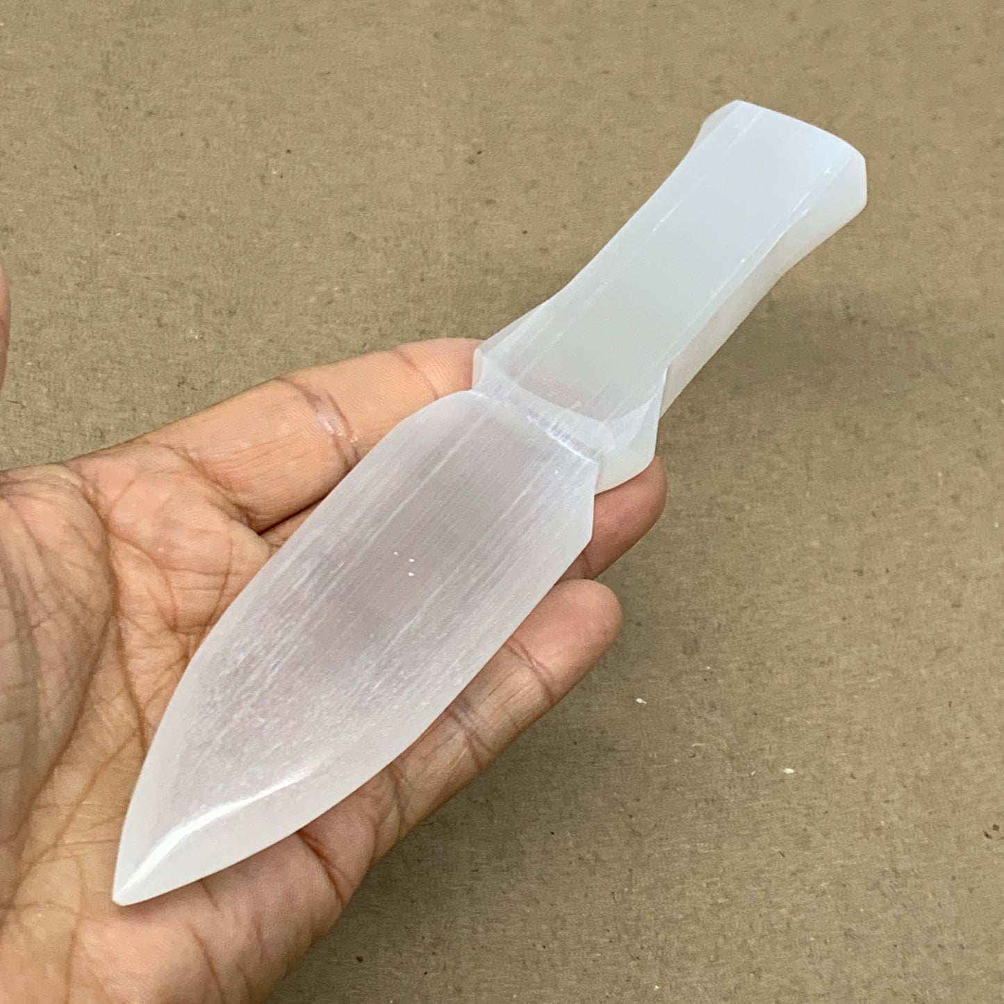 145g, 7.5"x1.4"x0.6", Natural Selenite Crystal Dagger (Satin Spar), B36467