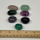 139.8g, 0.9"-1.4", 7pcs, Multi Color Fluorite Crystal Tumbled Stones, B28735