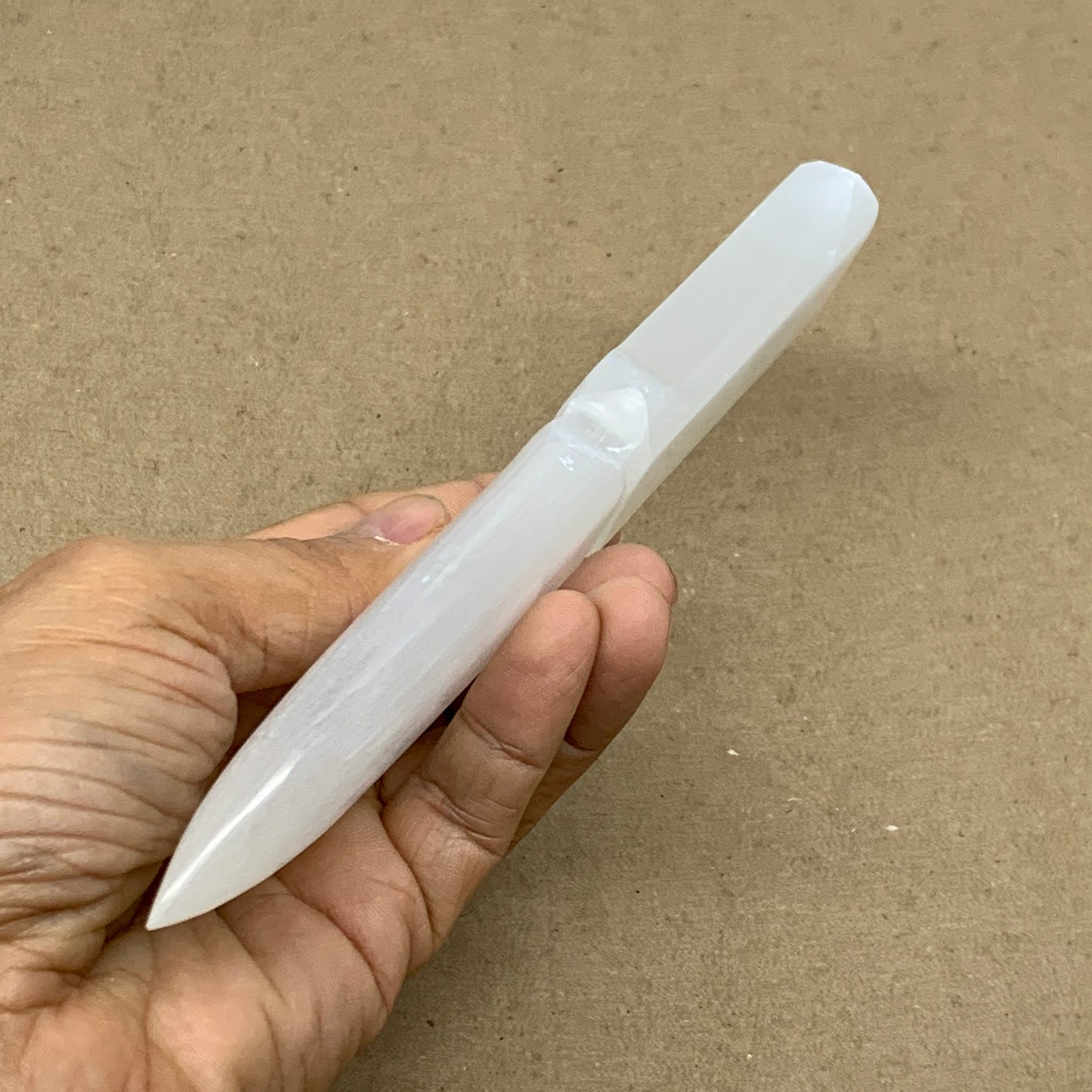 145g, 7.5"x1.4"x0.6", Natural Selenite Crystal Dagger (Satin Spar), B36467