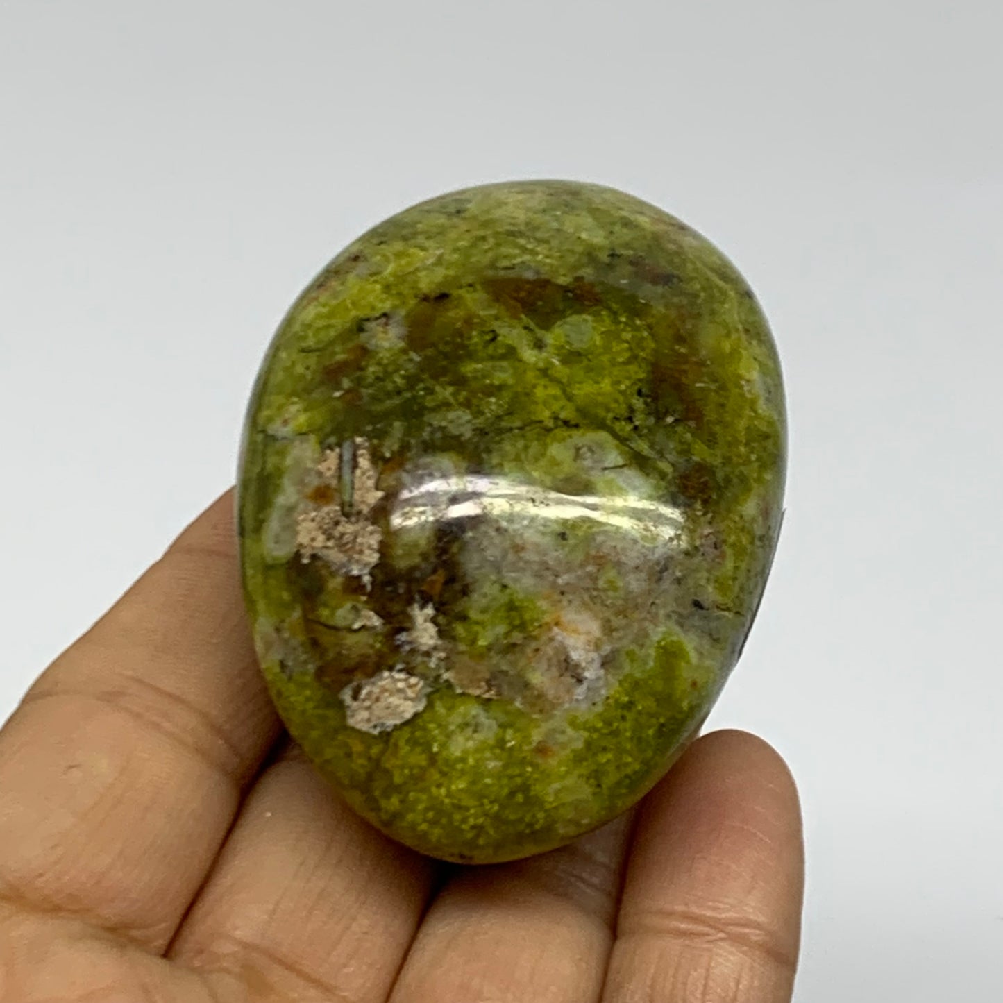 112.2g, 2.6"x1.8"x1.3", Green Opal Crystal PalmStone Polished Reiki, B38263