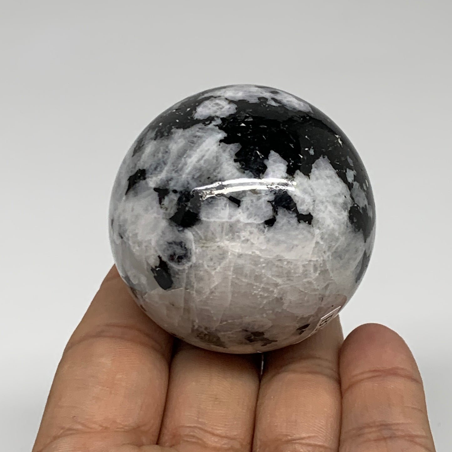 176g, 2"(49mm), Natural Rainbow Moonstone Sphere Ball Gemstone, B35181