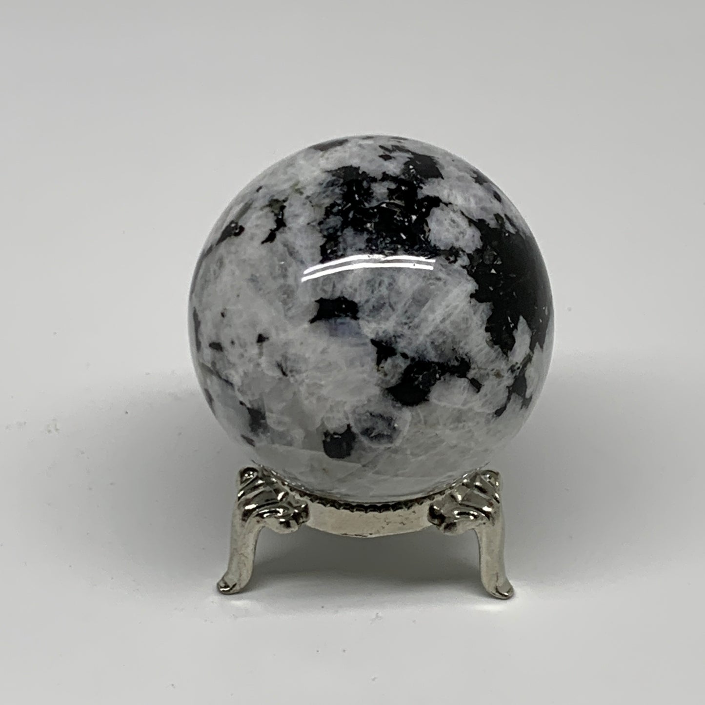 176g, 2"(49mm), Natural Rainbow Moonstone Sphere Ball Gemstone, B35181